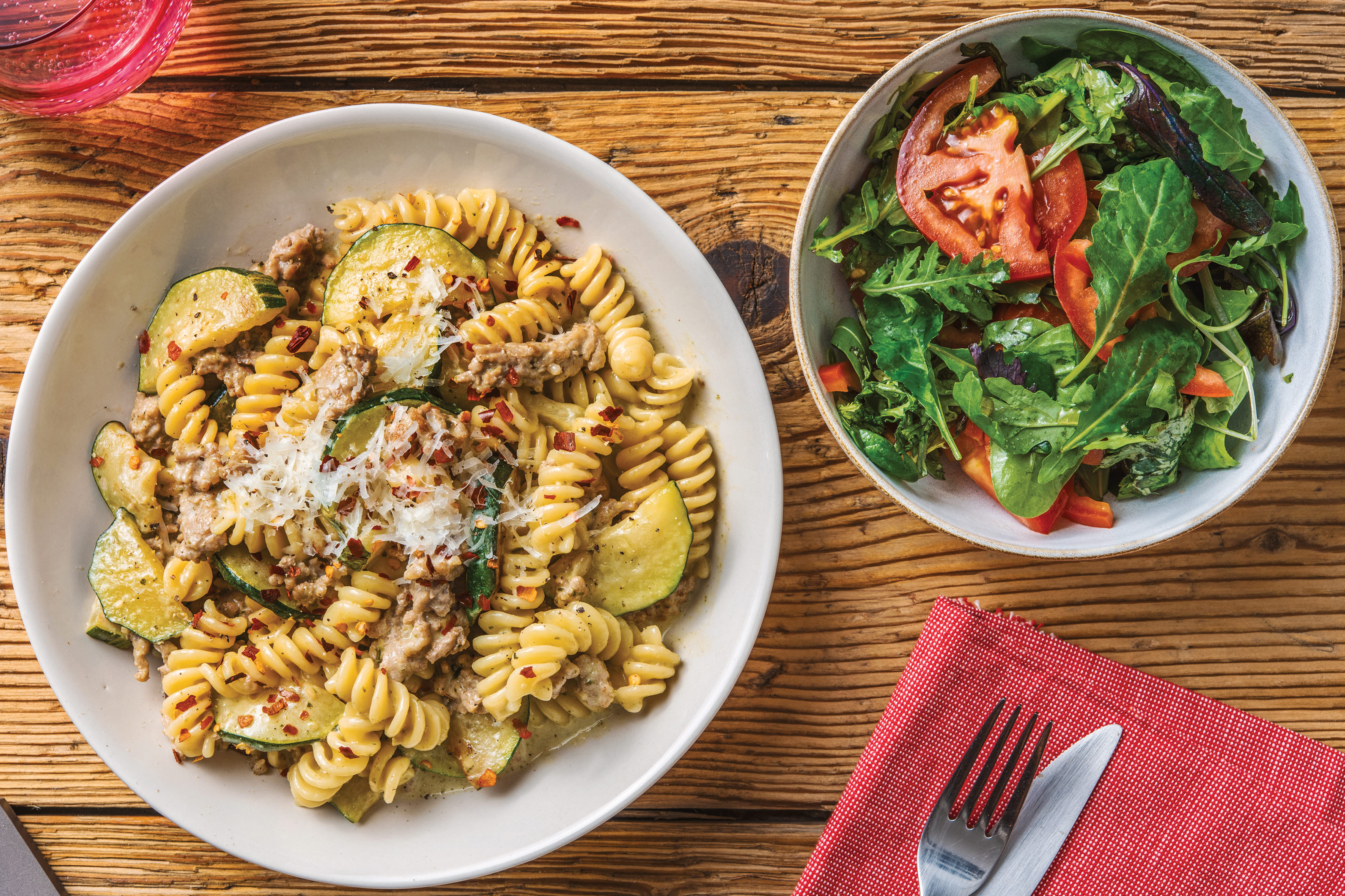 Creamy Pork & Basil Pesto Fusilli