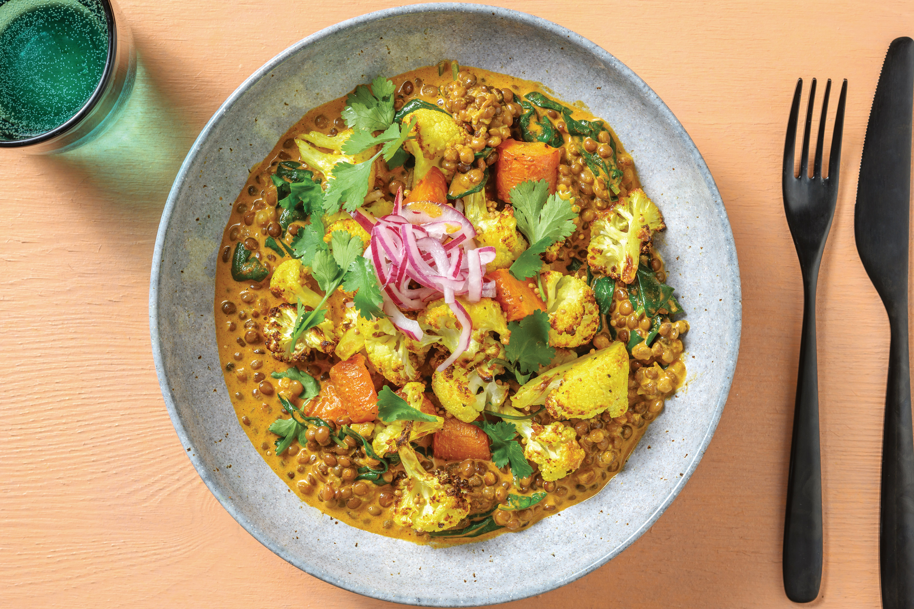 Indian Coconut, Lentil & Roast Cauliflower Bowl
