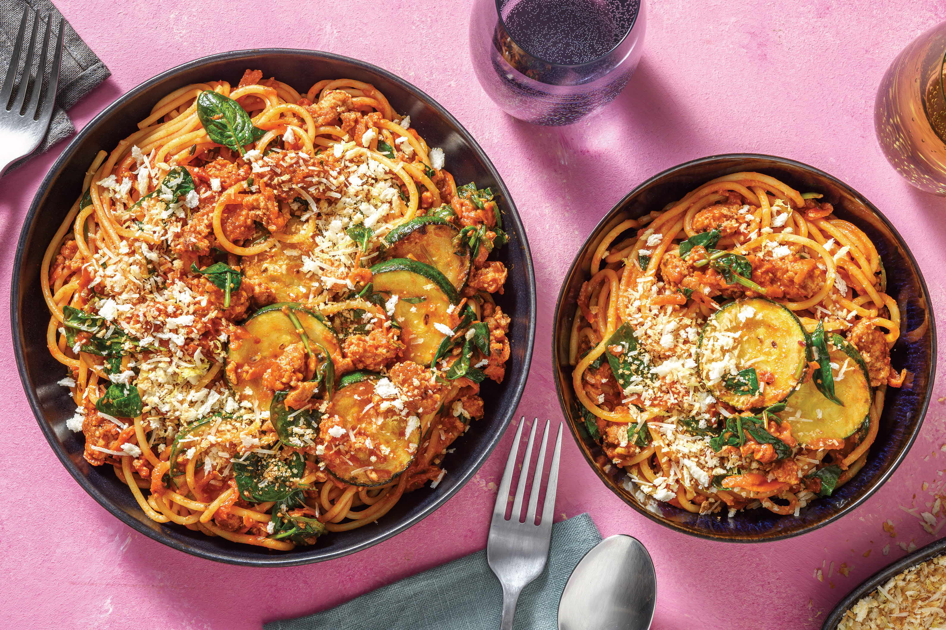 Pork & Red Pesto Spaghetti