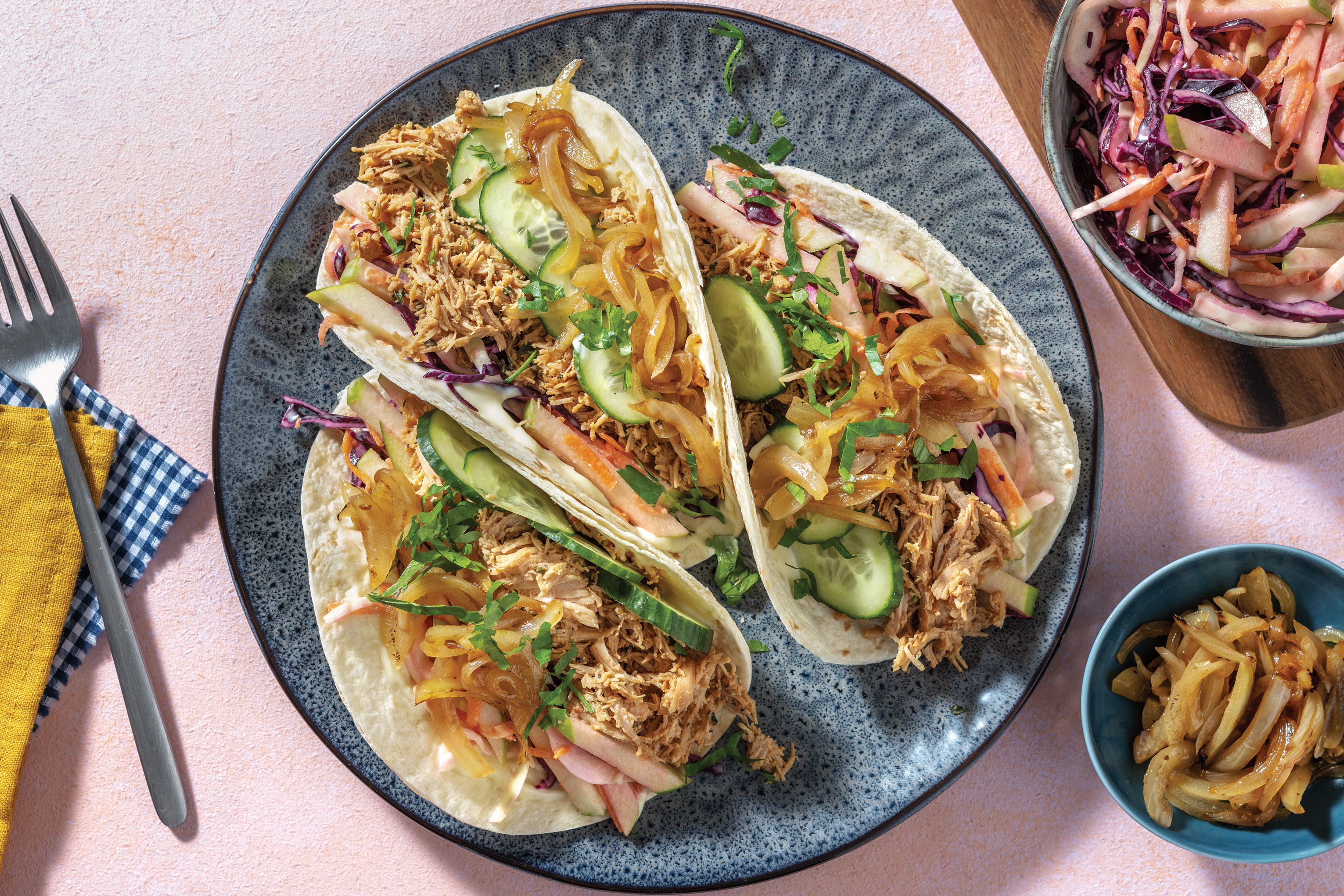 Pulled Pork & Apple Slaw Tacos