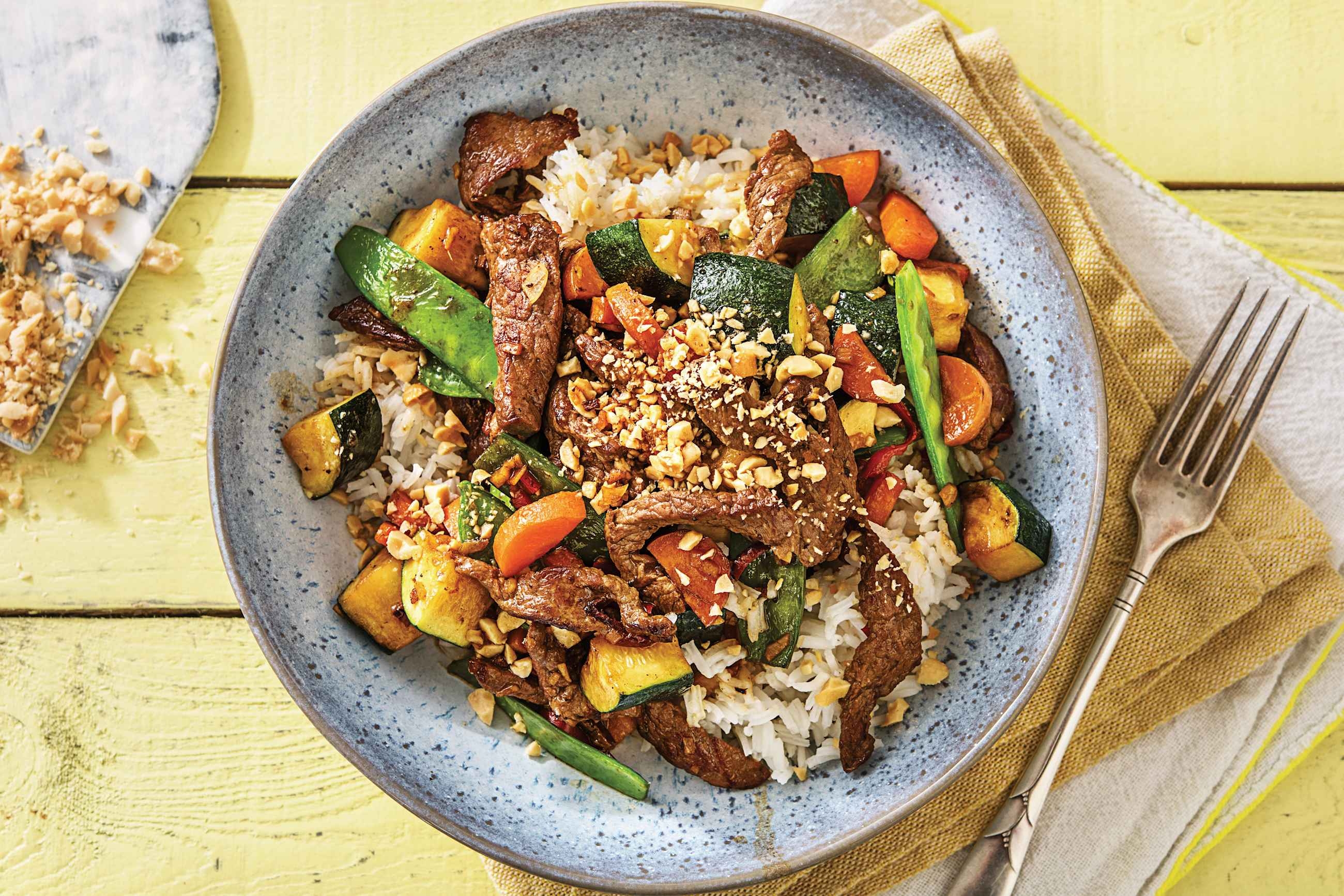 Chinese Garlic Beef & Snow Pea Stir-Fry 