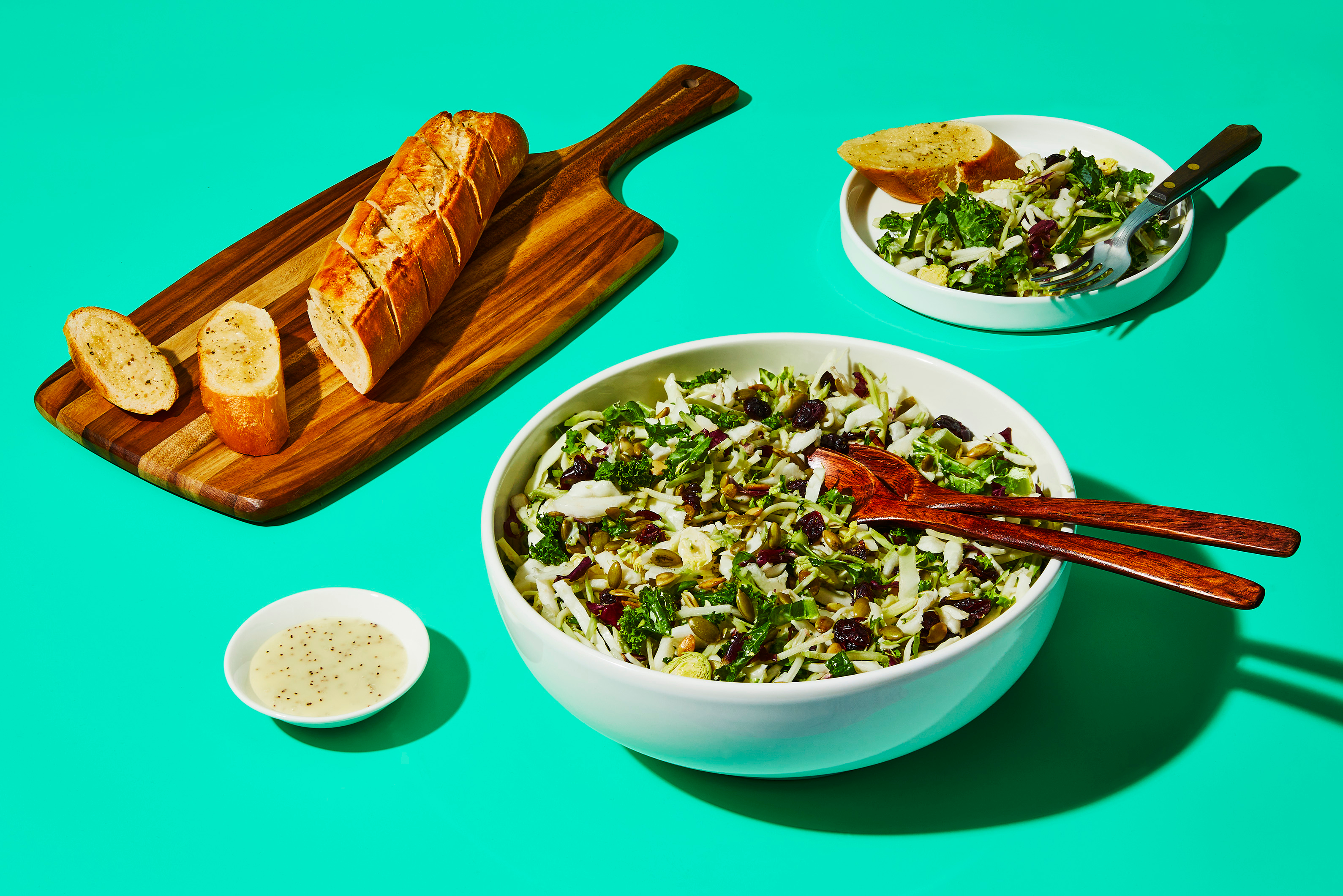 Garlic Bread & Sweet Kale Salad