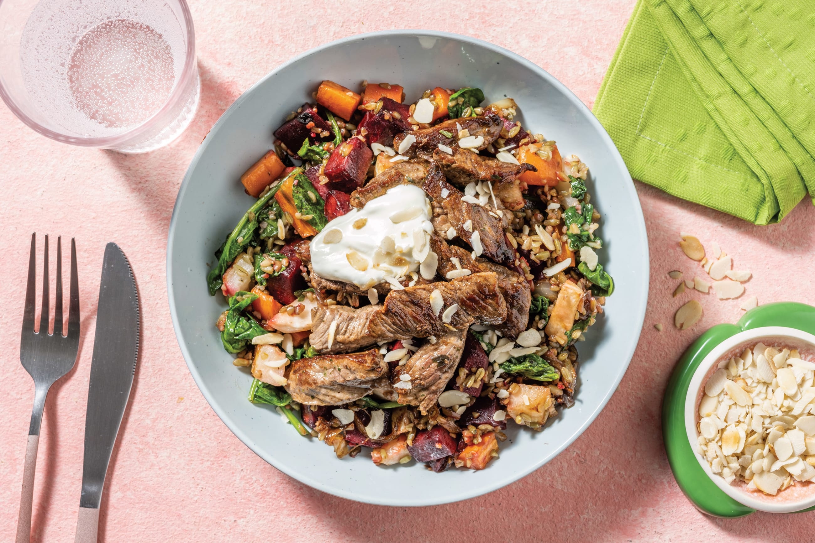 Garlic-Herb Beef & Freekeh Salad