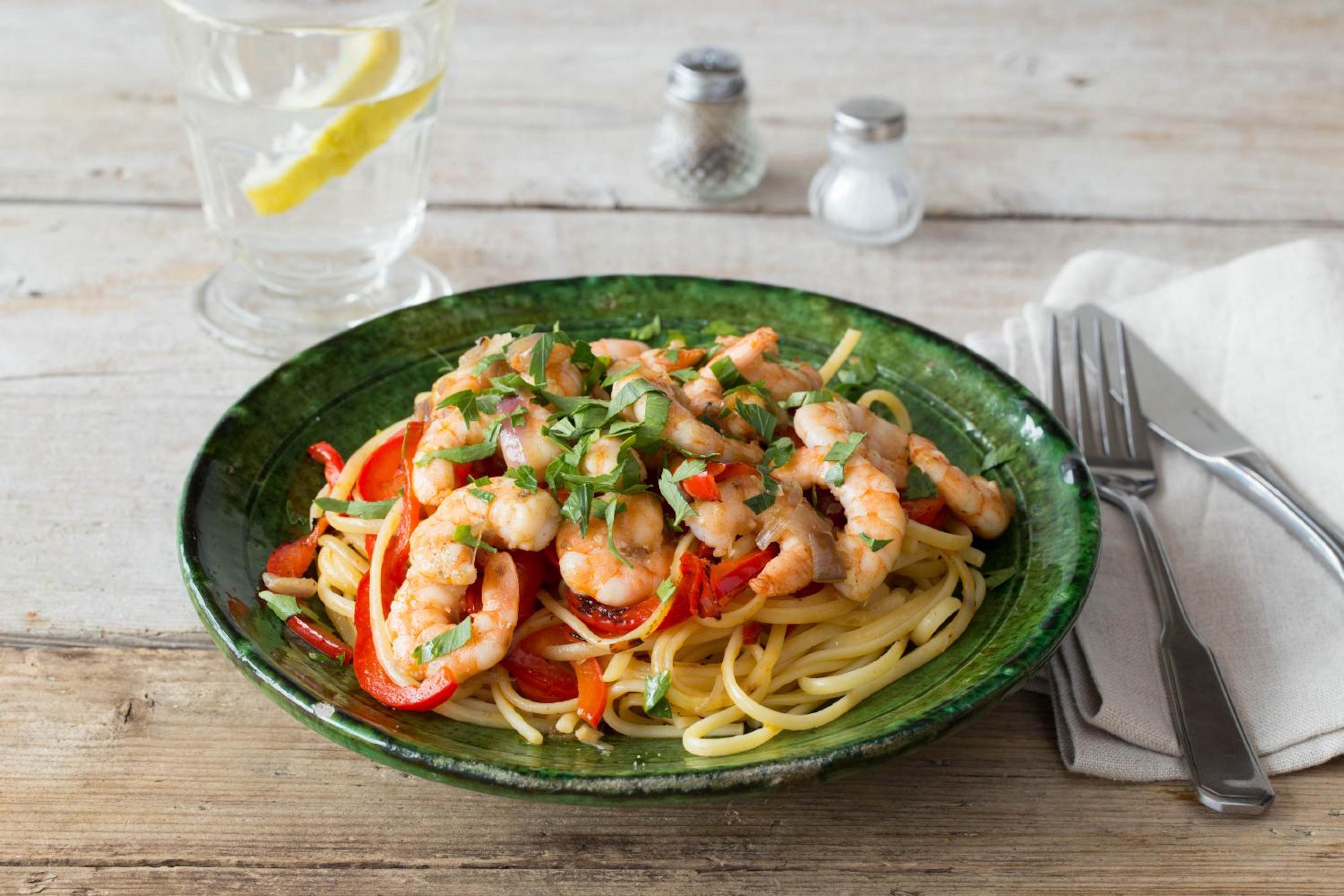 Garlic Shrimp Linguine