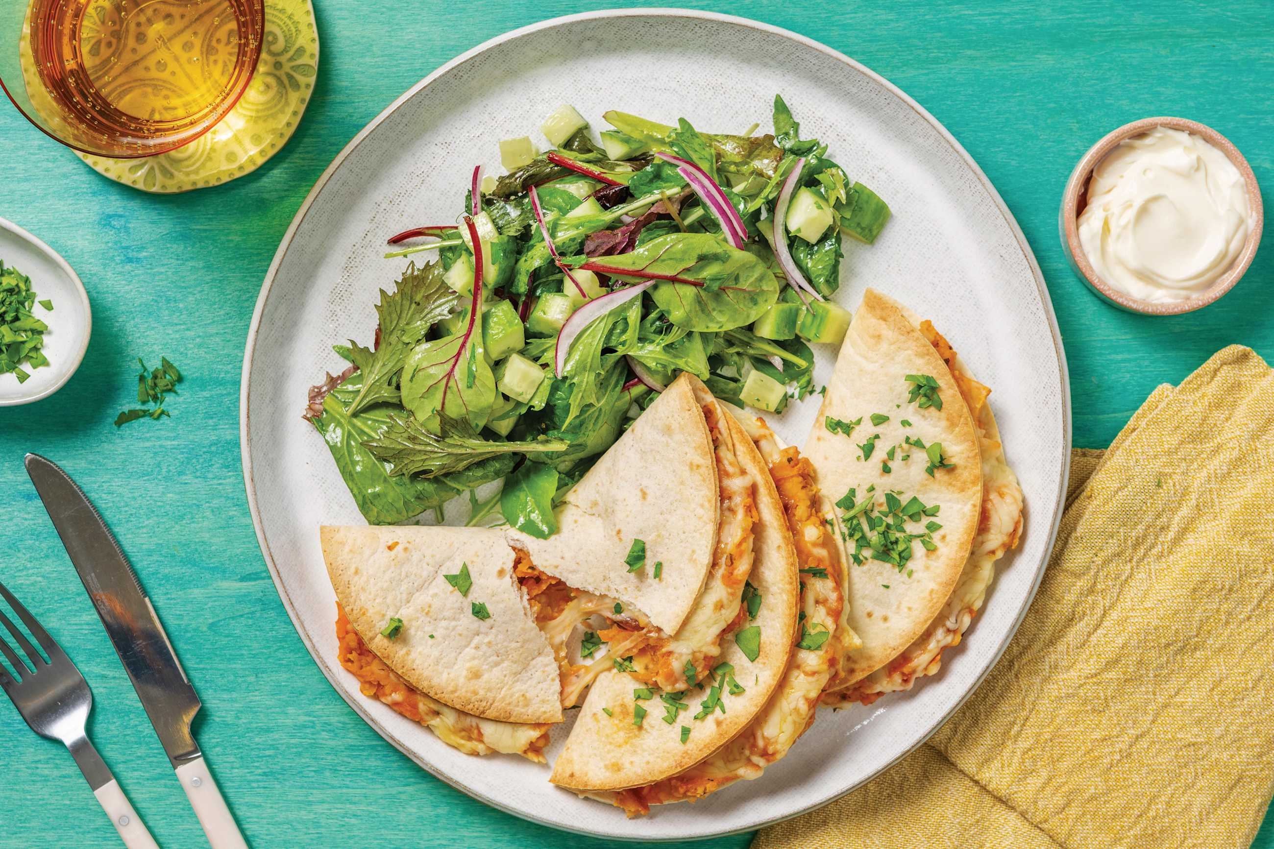 Garlicky Butter Bean Quesadillas