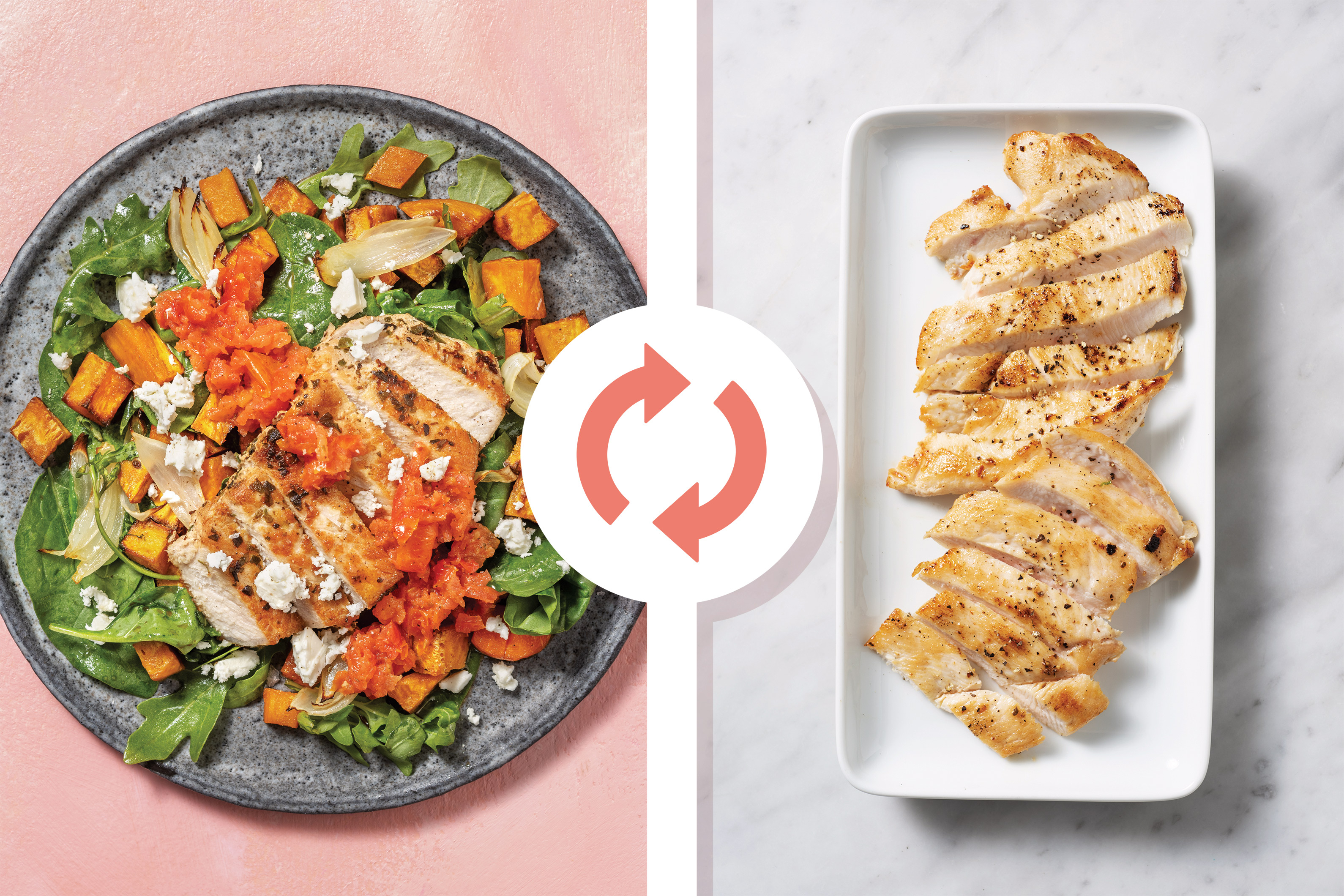 Garlicky Chicken & Roast Veggie Toss