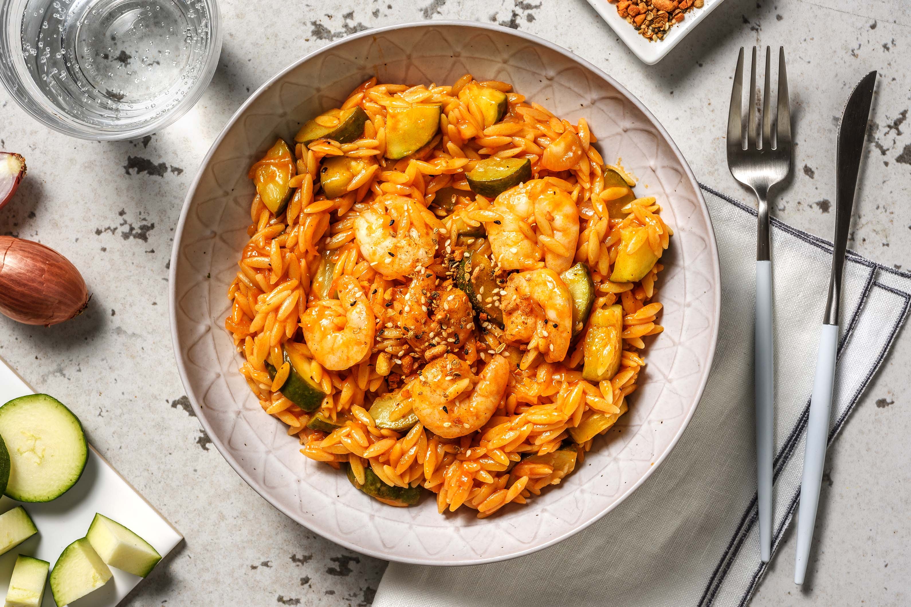 Garlicky Prawn and Tomato Orzo
