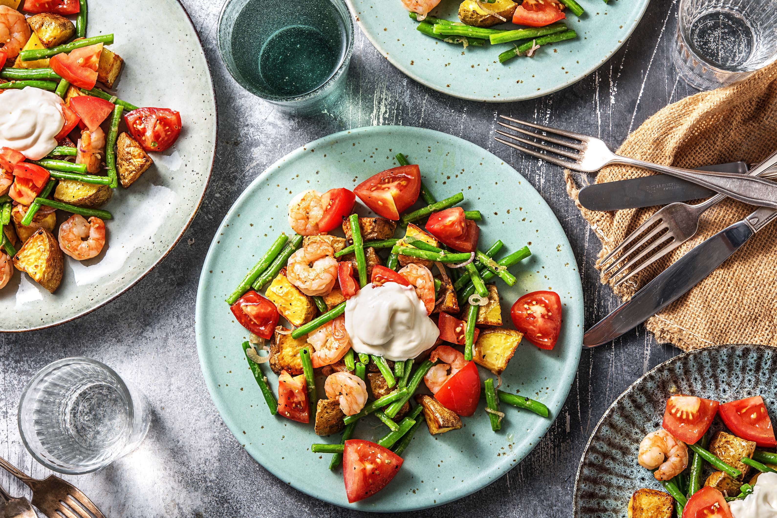 Garlicky Prawns & Beans