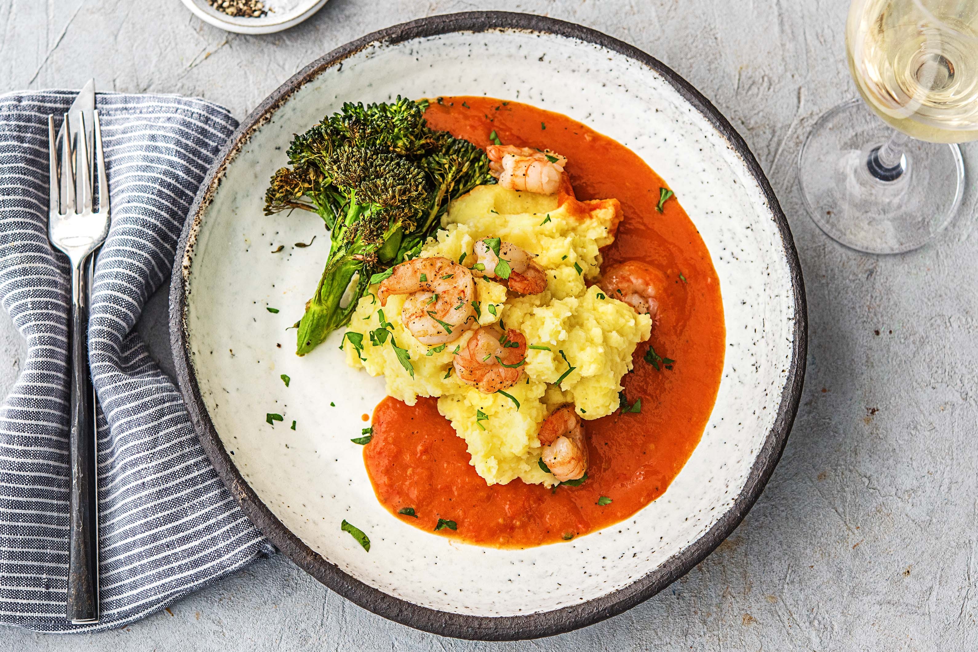 Crevettes à la sauce tomate fraîche
