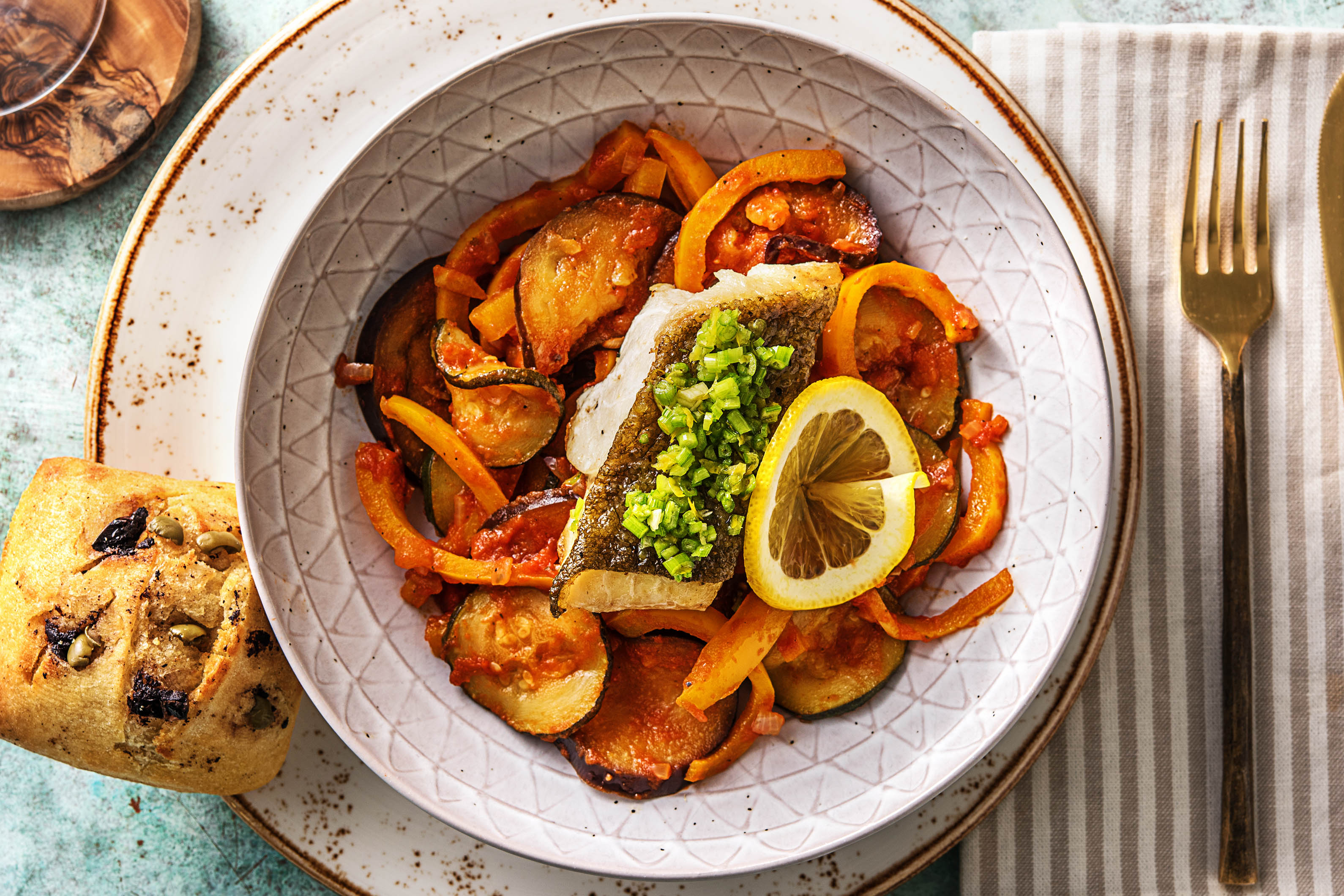 Gebakken kabeljauw met ratatouille