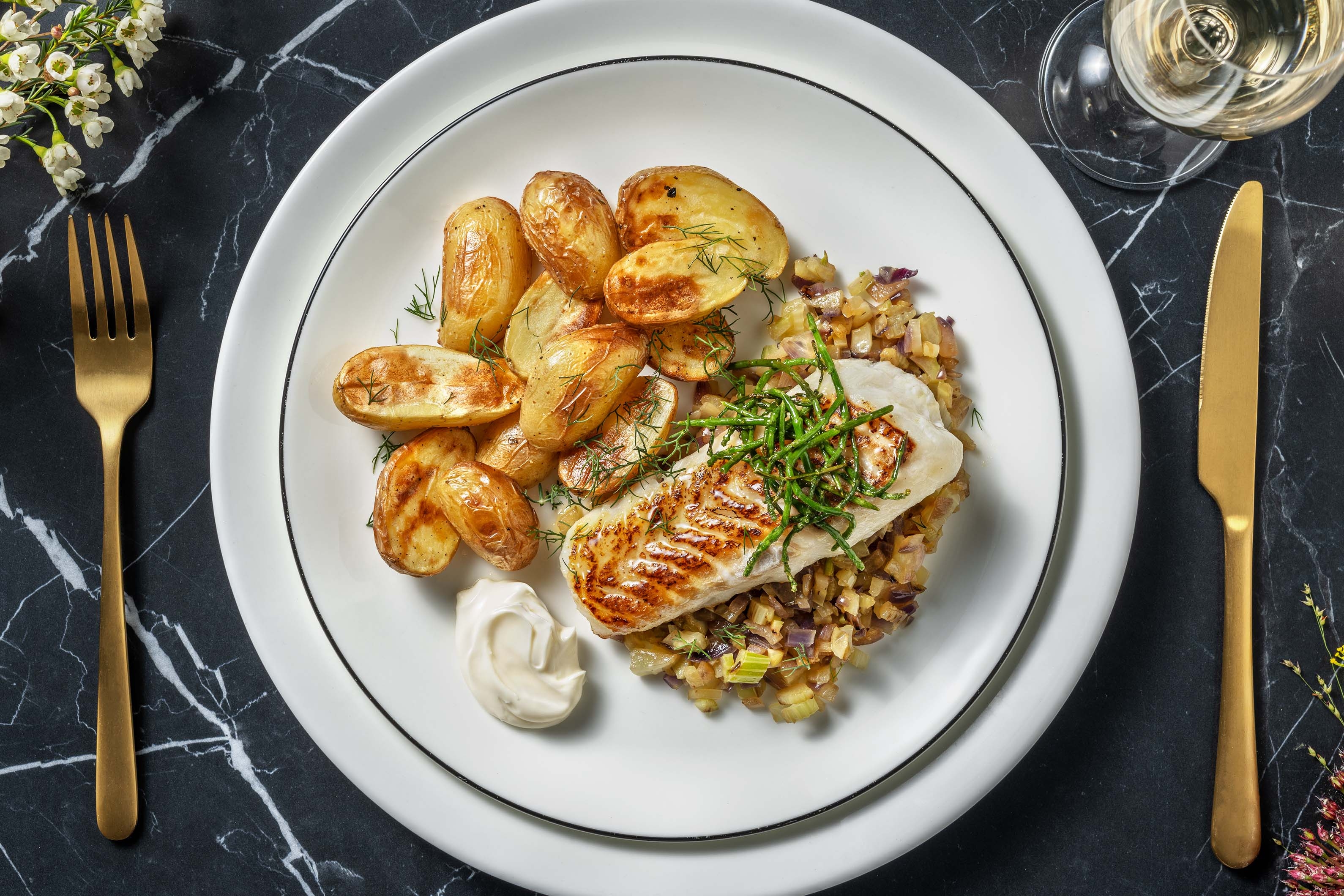 Gebakken kabeljauwfilet met zeekraal