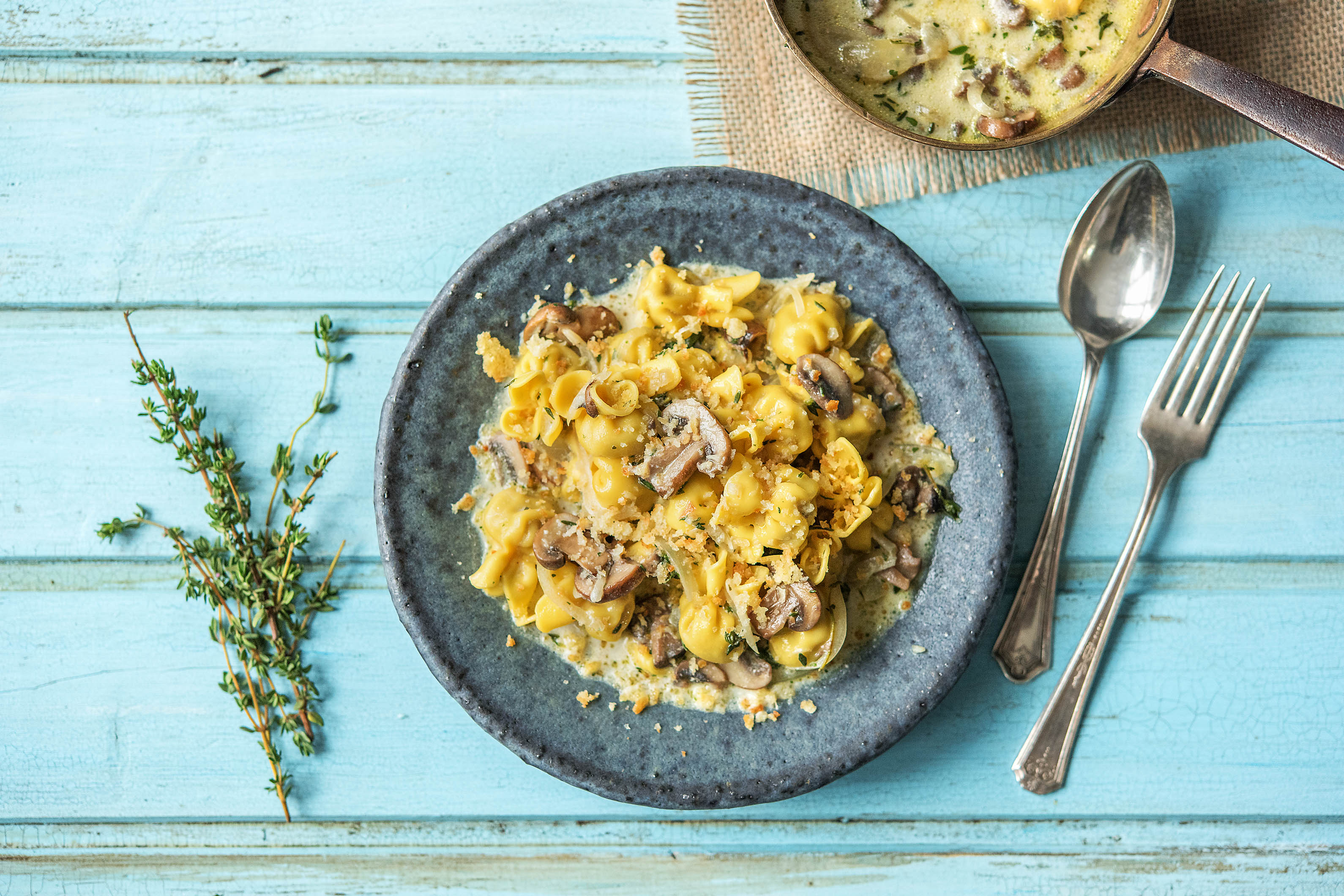 Gefüllte Fiorelli mit braunen Champignons