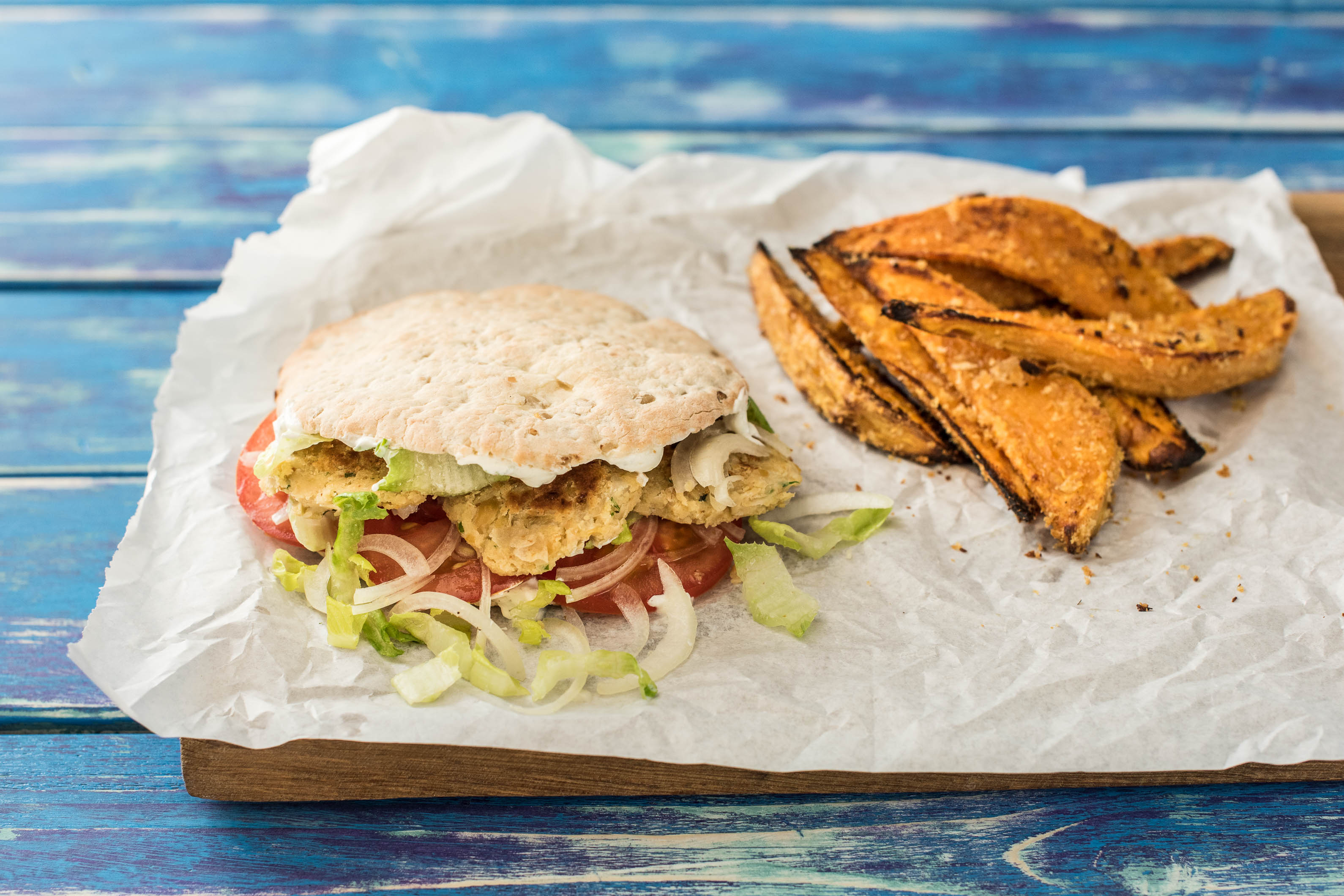 Gefüllte Pita-Taschen mit Kichererbsen-Taler