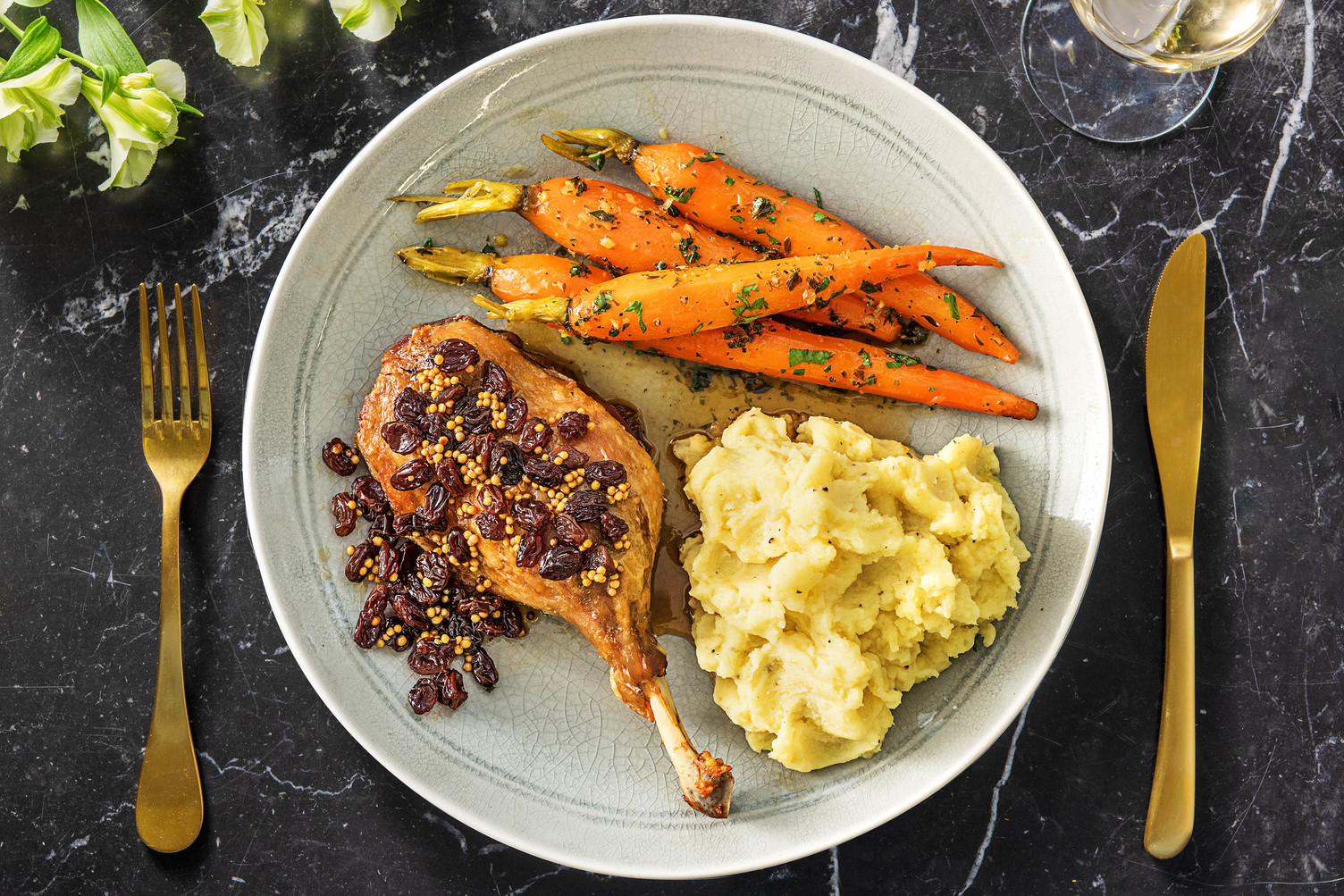 Cuisse de canard confite aux raisins secs