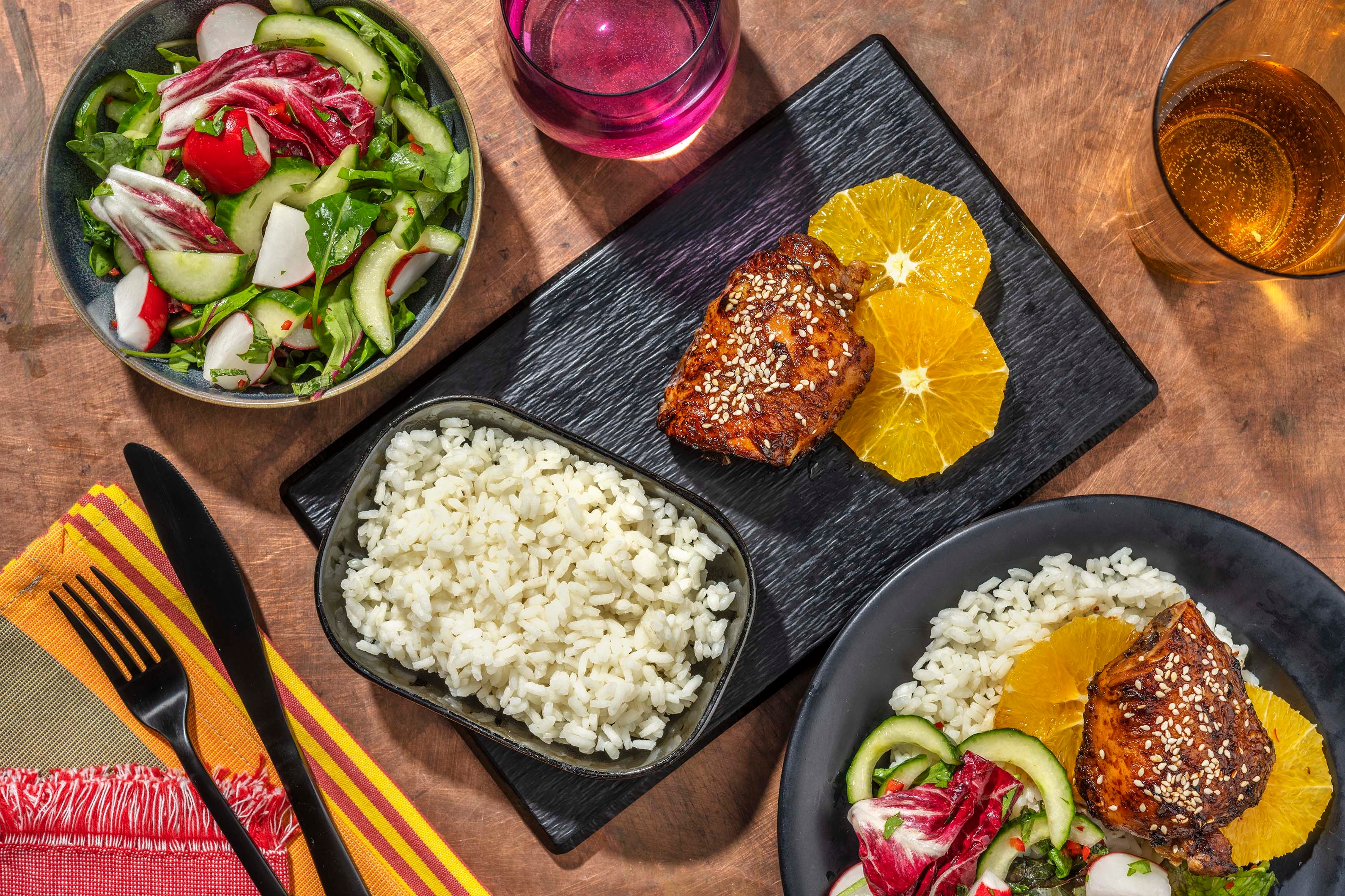 Cuisse de poulet confite croustillante laquée au ketjap