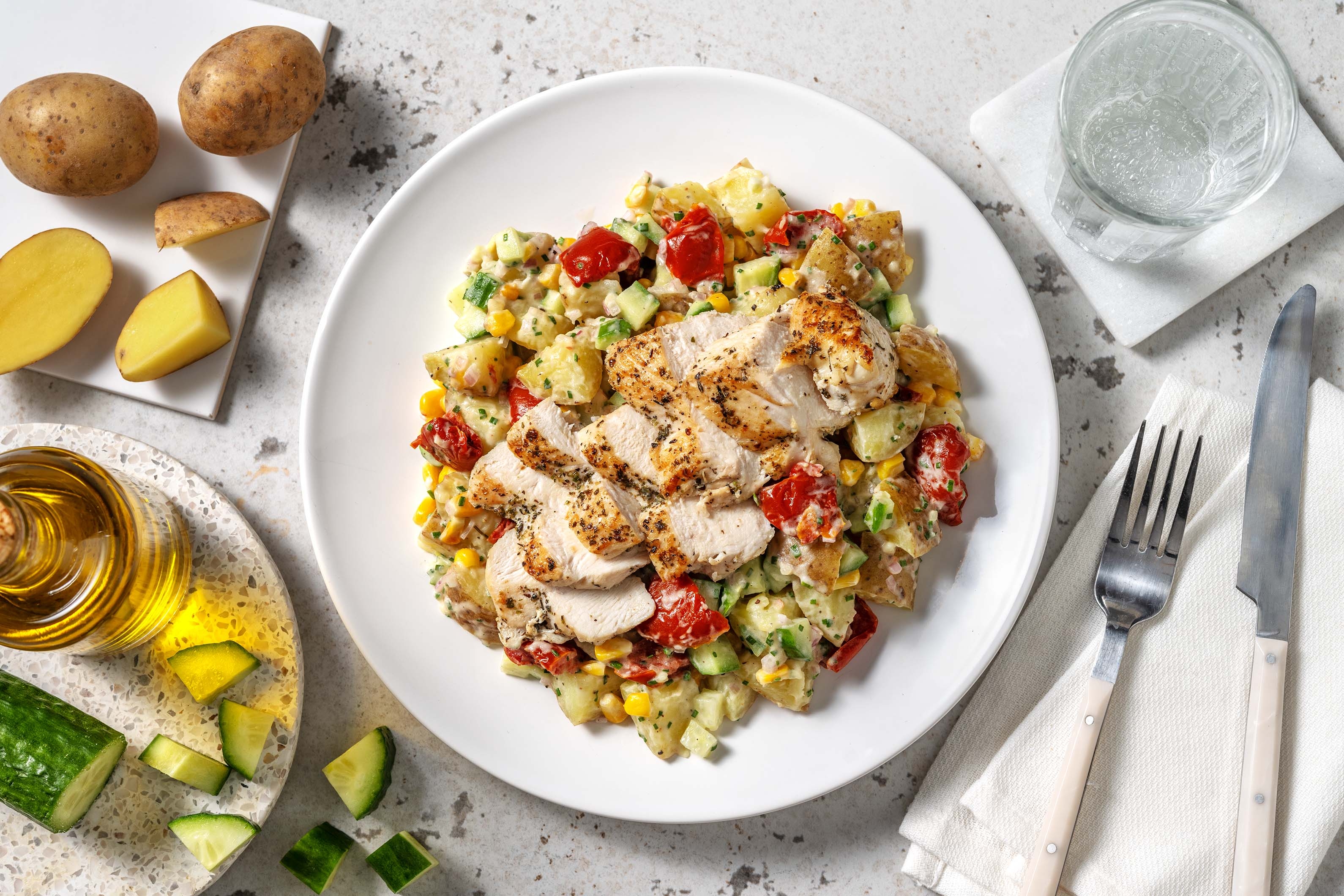 Gekruide kipfilet met koude krieltjessalade