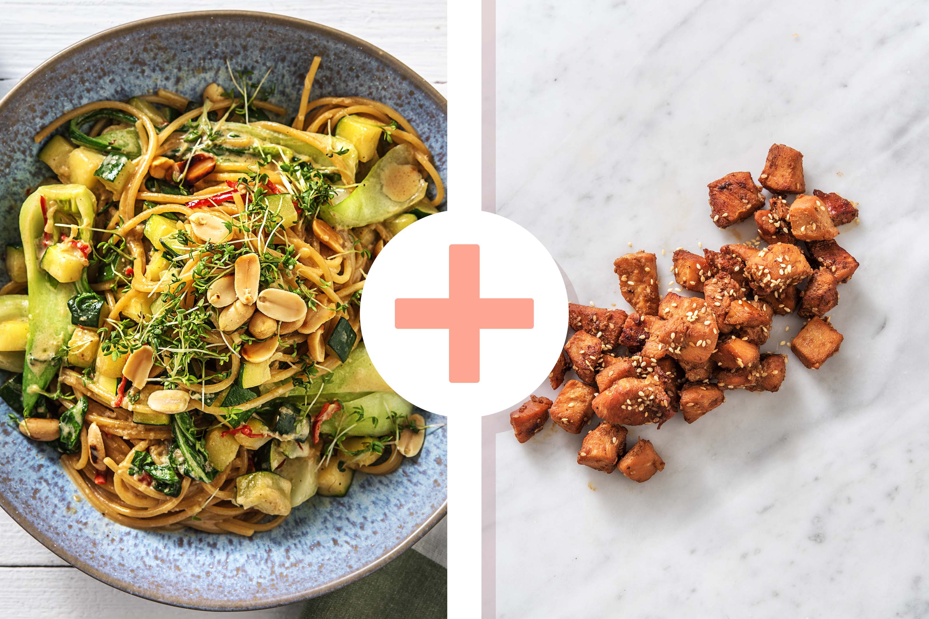 Vollkornnudel-Pfanne mit glasierter Hähnchenbrust