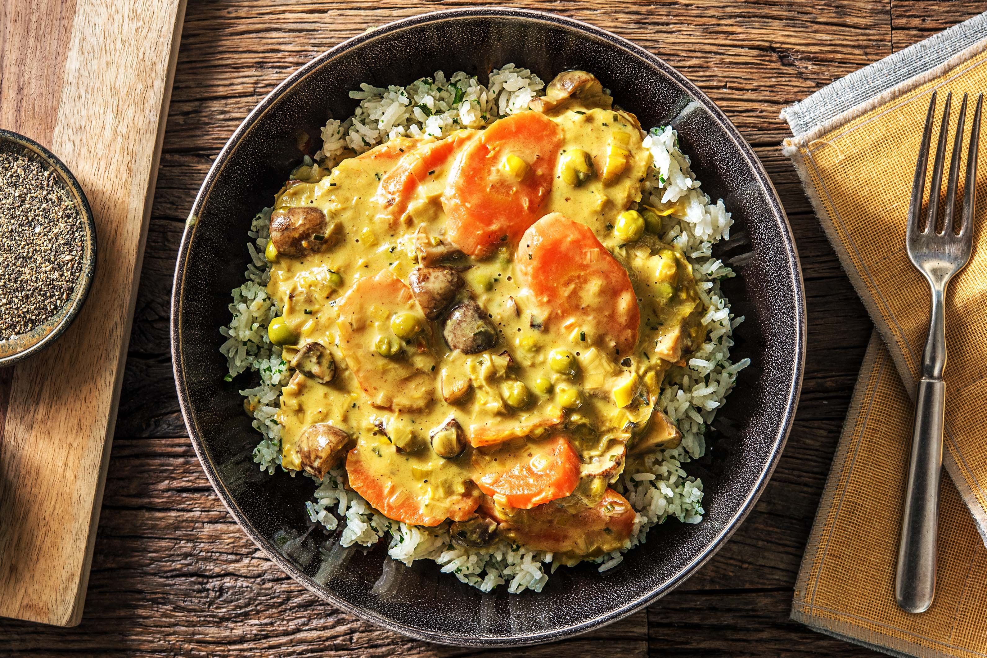 Gemüsefrikasse mit Curry