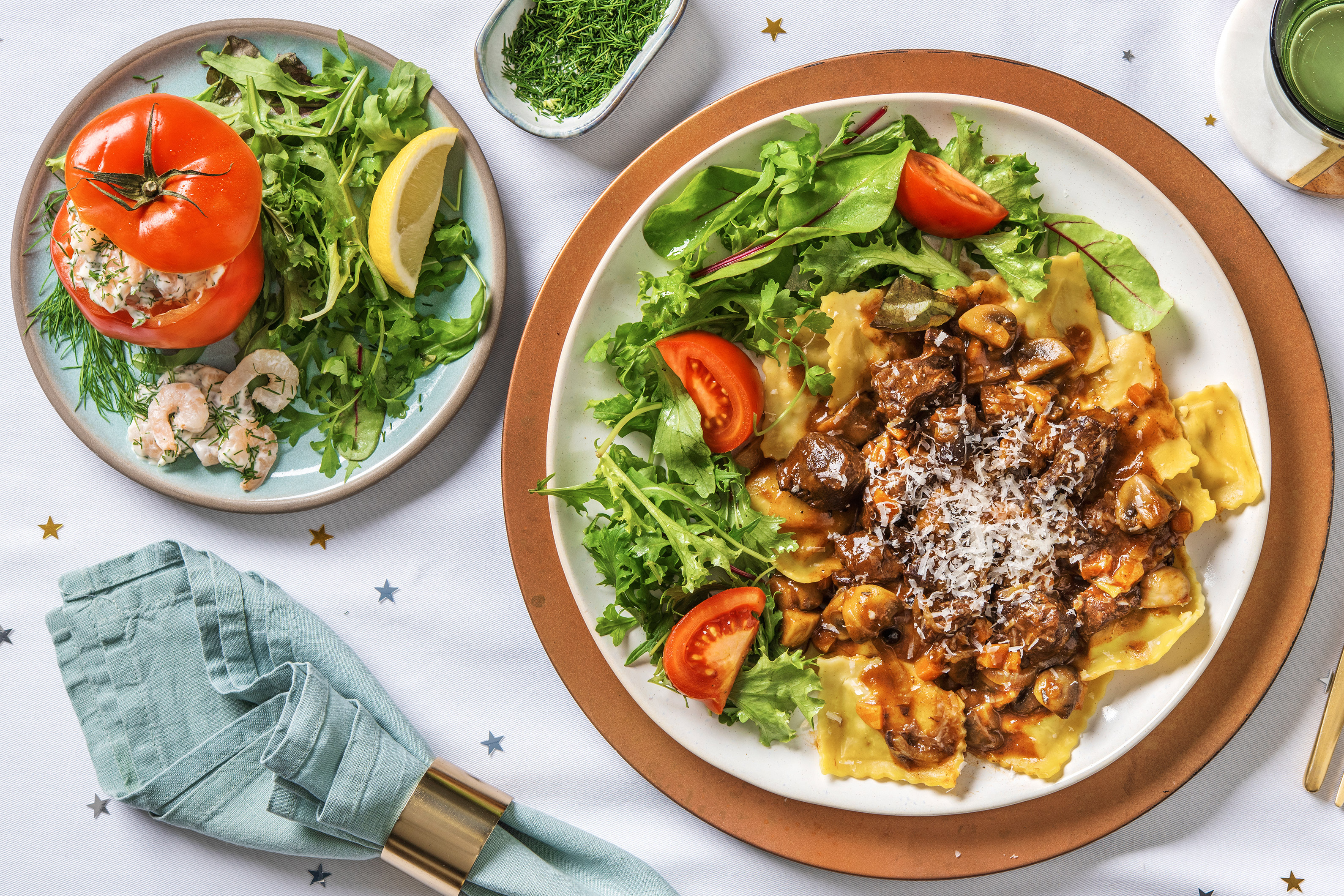 Gestoofde hertenpeper met verse ravioli