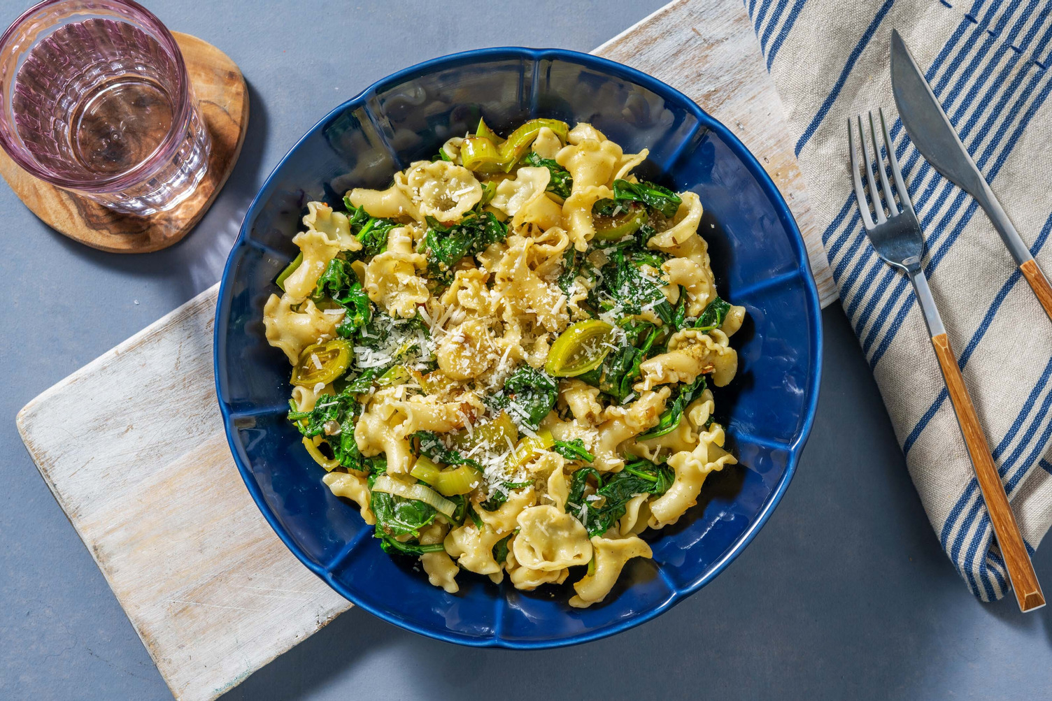 Gigli en sauce épinards -poireau