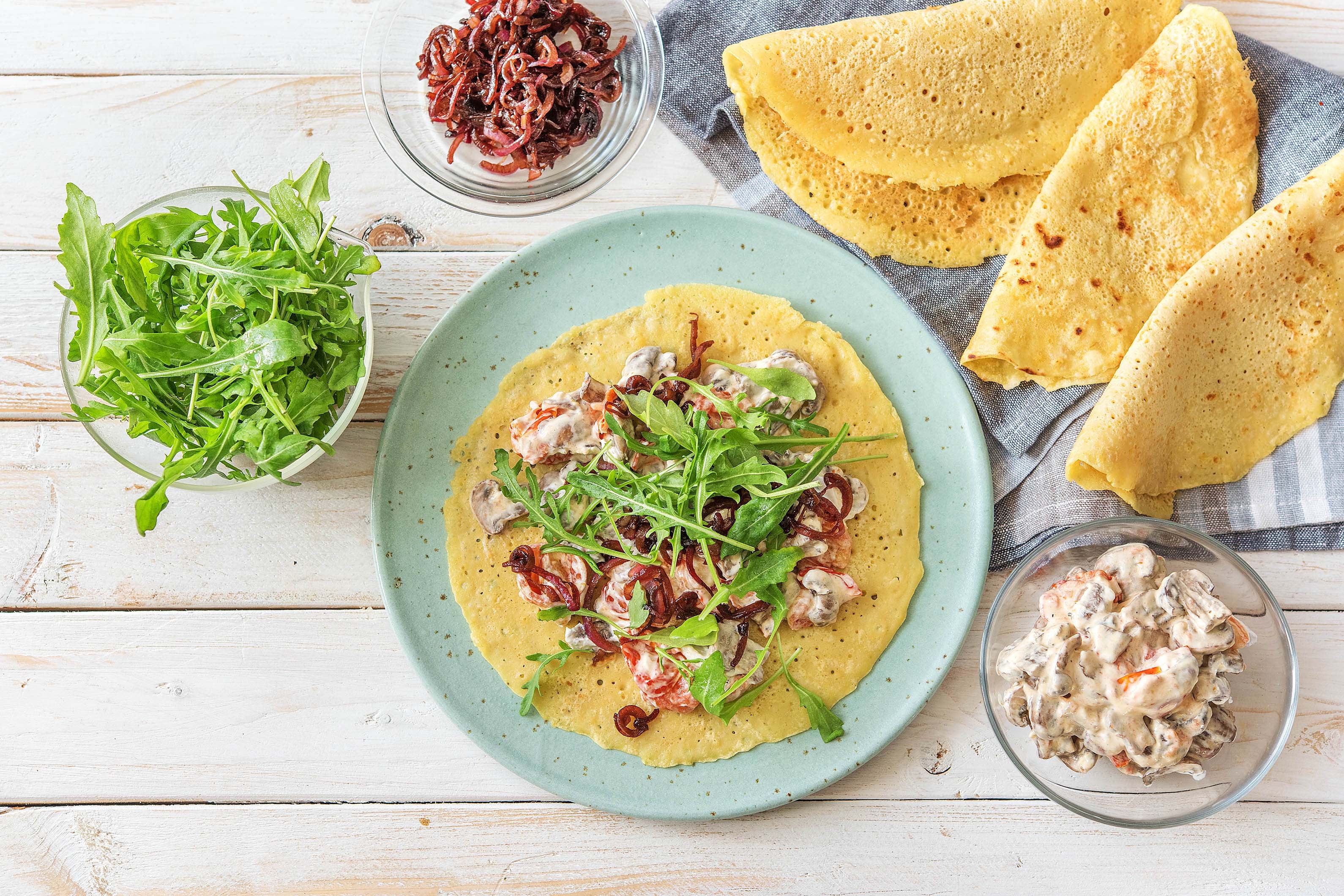 Goat's Cheese and Caramelised Onion 'Chic Pea' Pancake