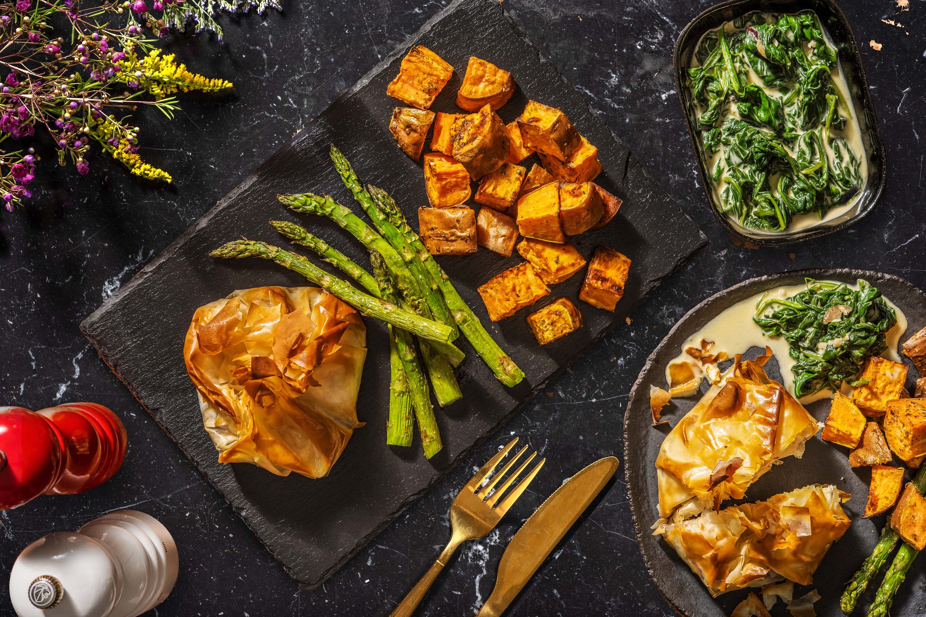 Goat's Cheese, Onion and Walnut Filo Parcel