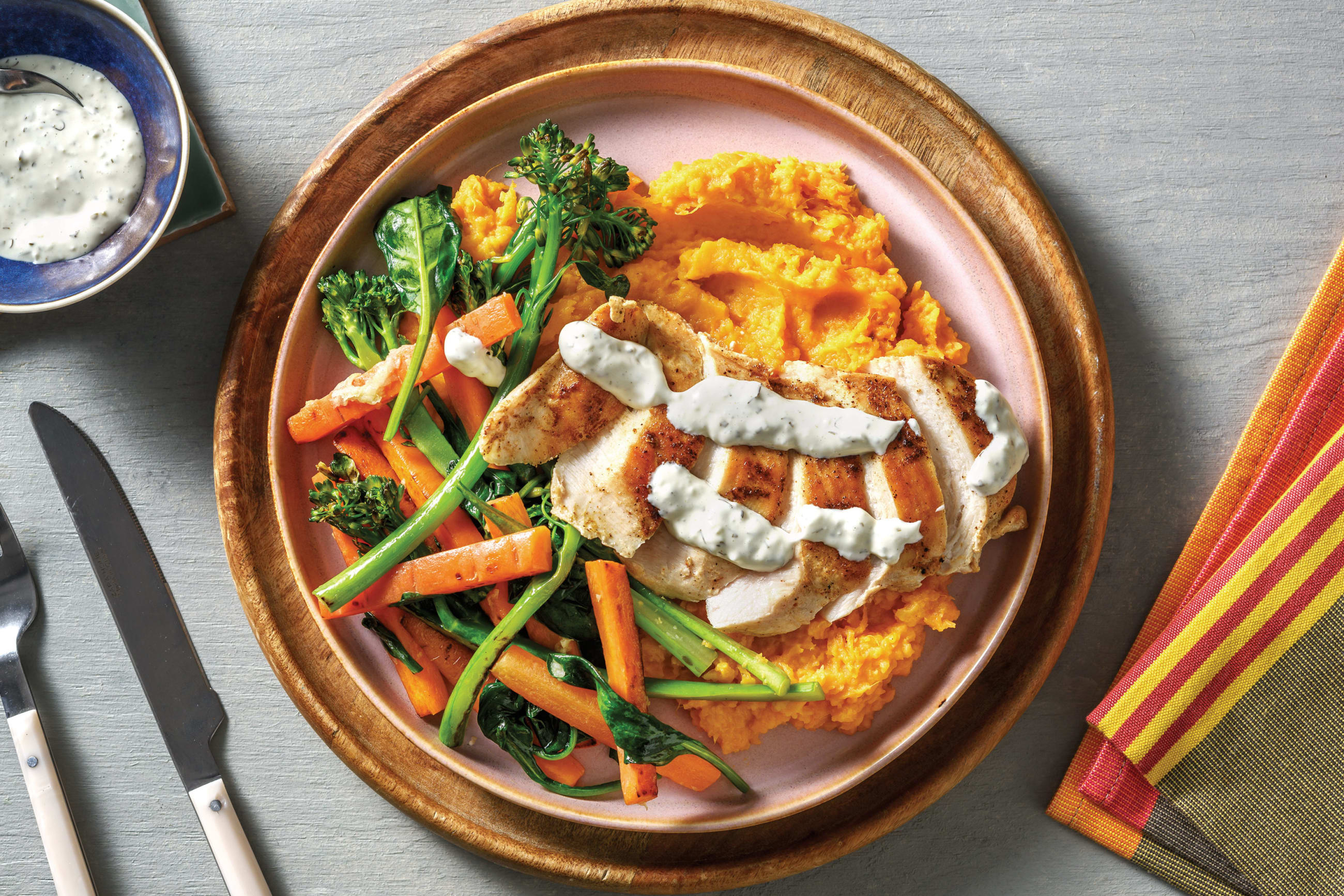 Golden Chicken & Garlic Sweet Potato Mash