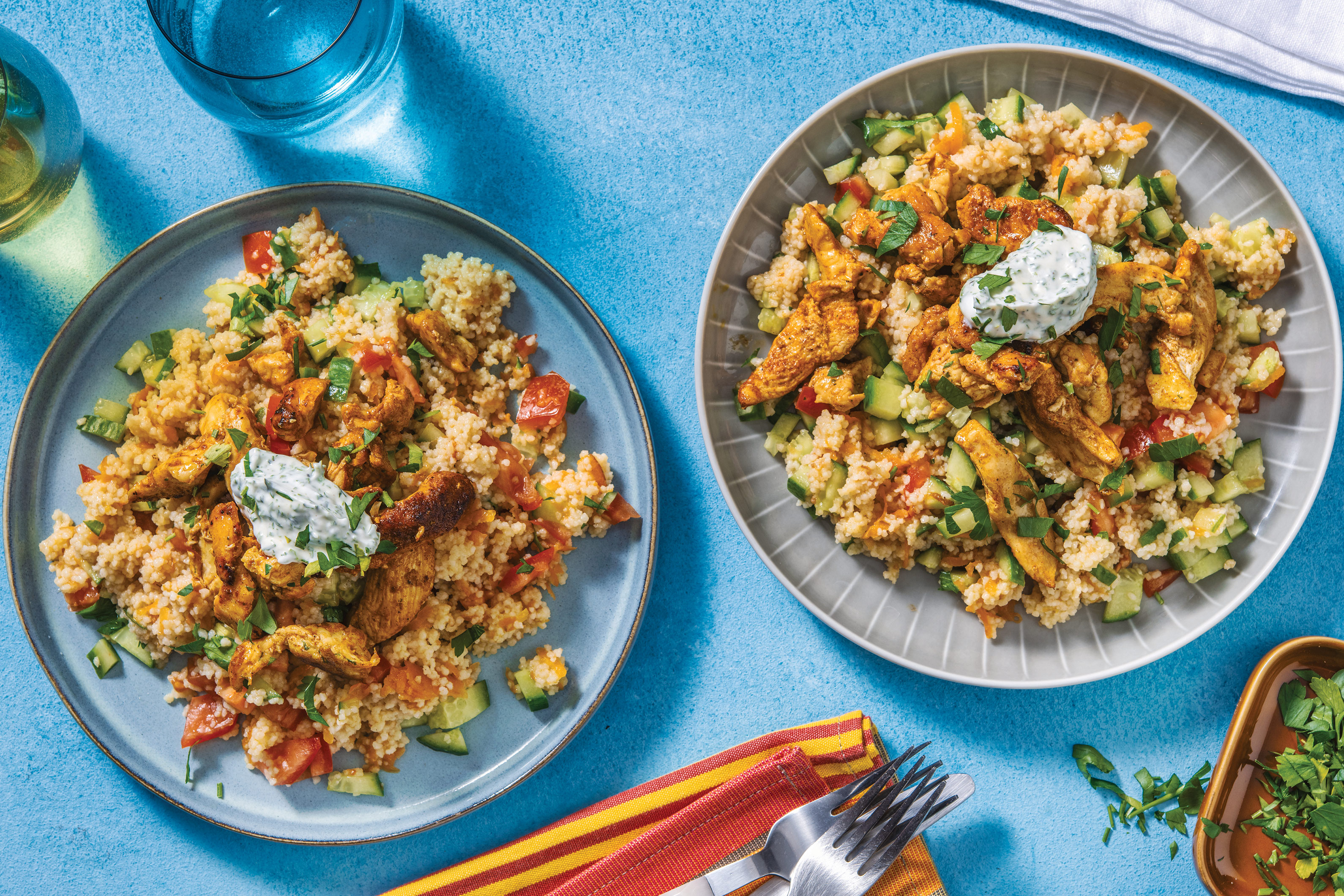 Golden Chicken Strips & Carrot Couscous Salad