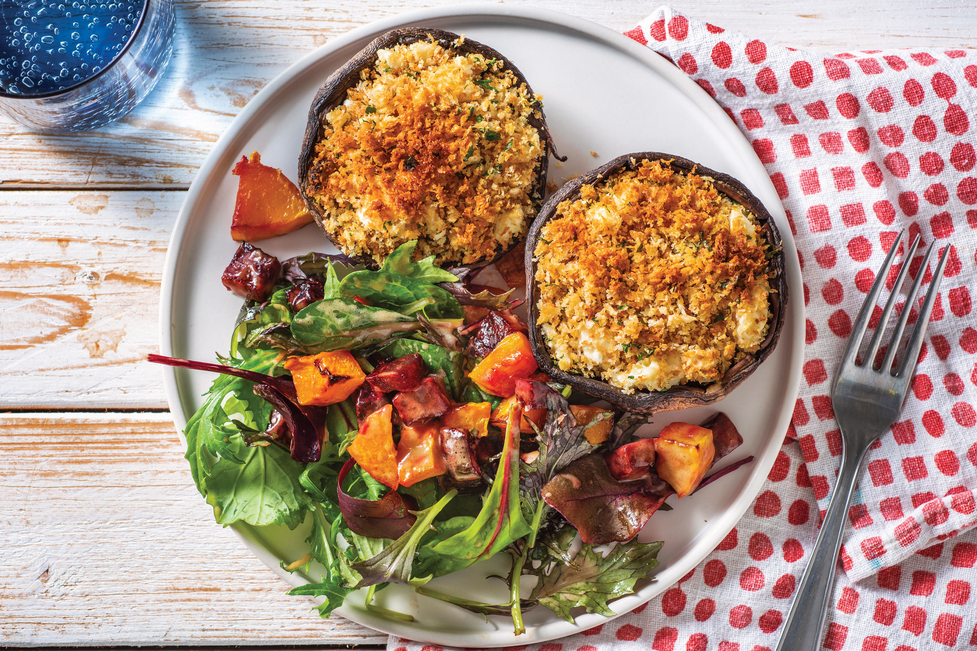 Golden Garlic & Fetta Stuffed Mushrooms