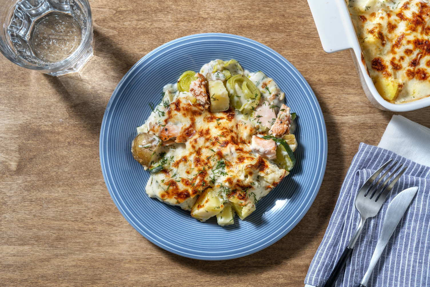 Gratin de pommes de terre & saumon fumé à chaud