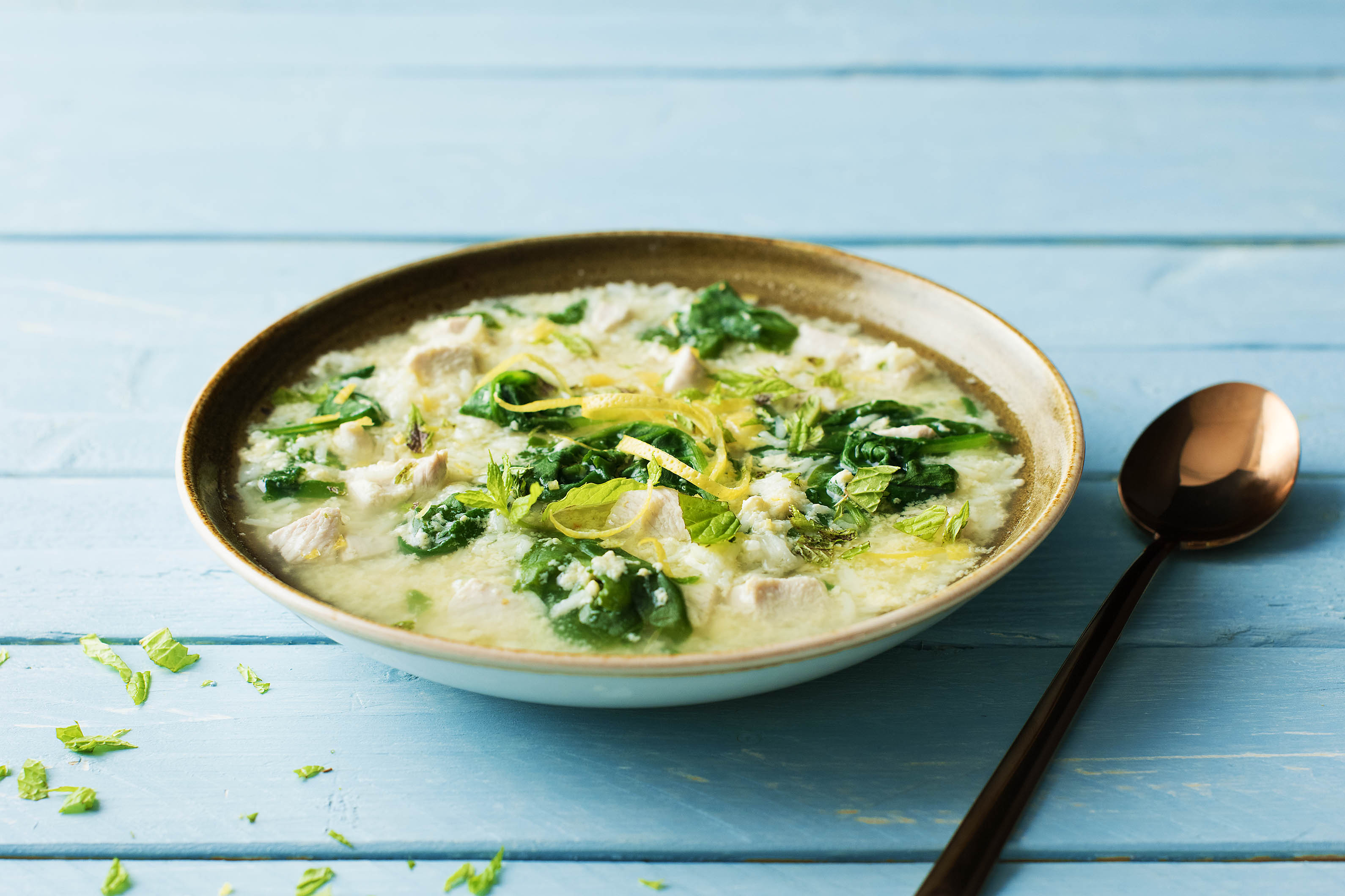 Greek Chicken, Lemon & Rice Soup