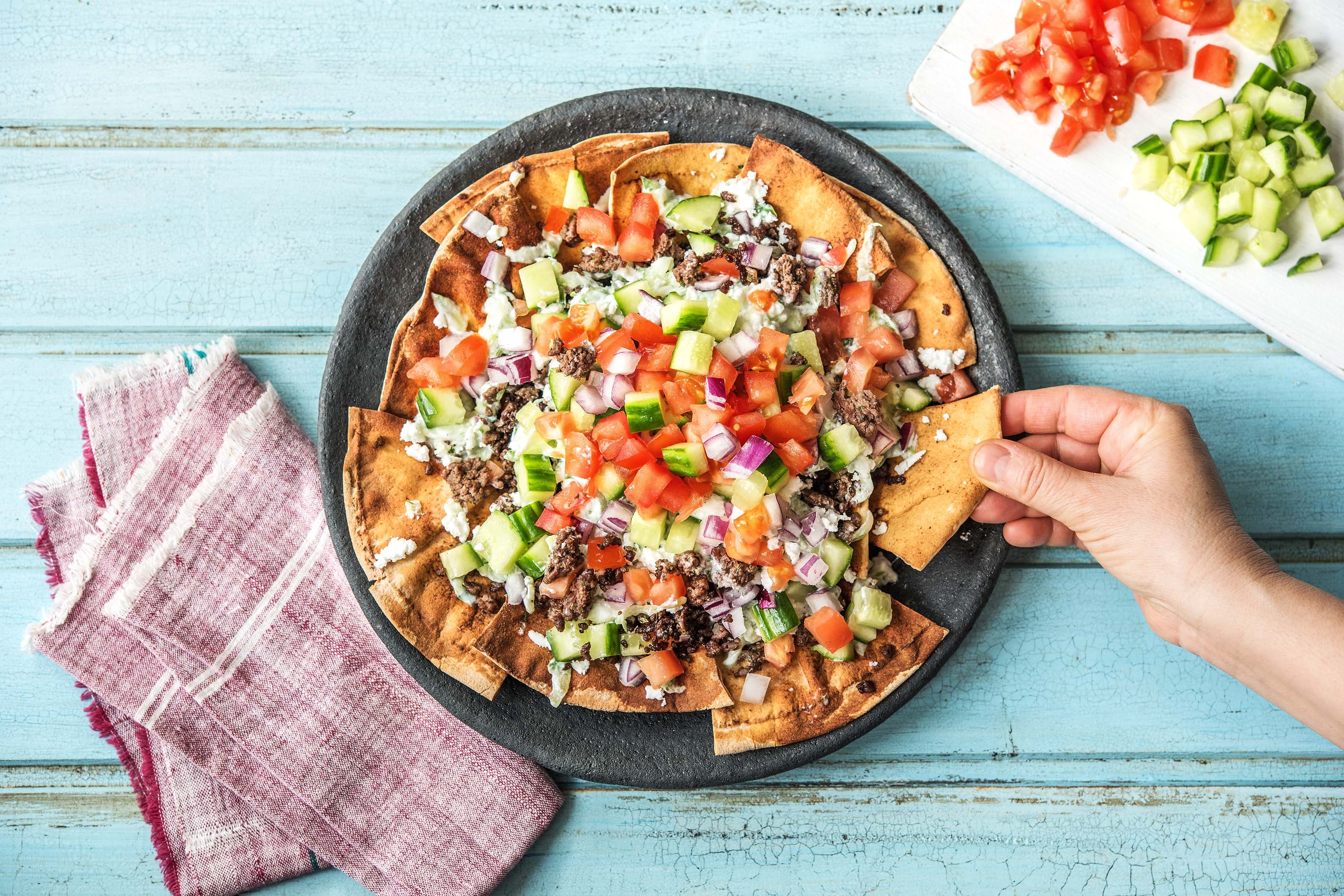 Greek Style Beef Pita Nachos