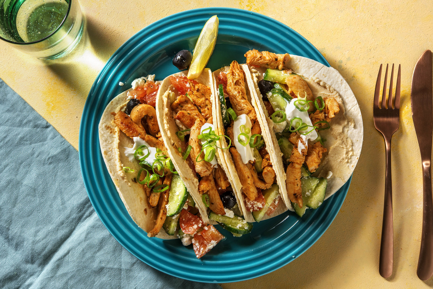 Griechische Tacos mit Souvlaki-Hähnchen