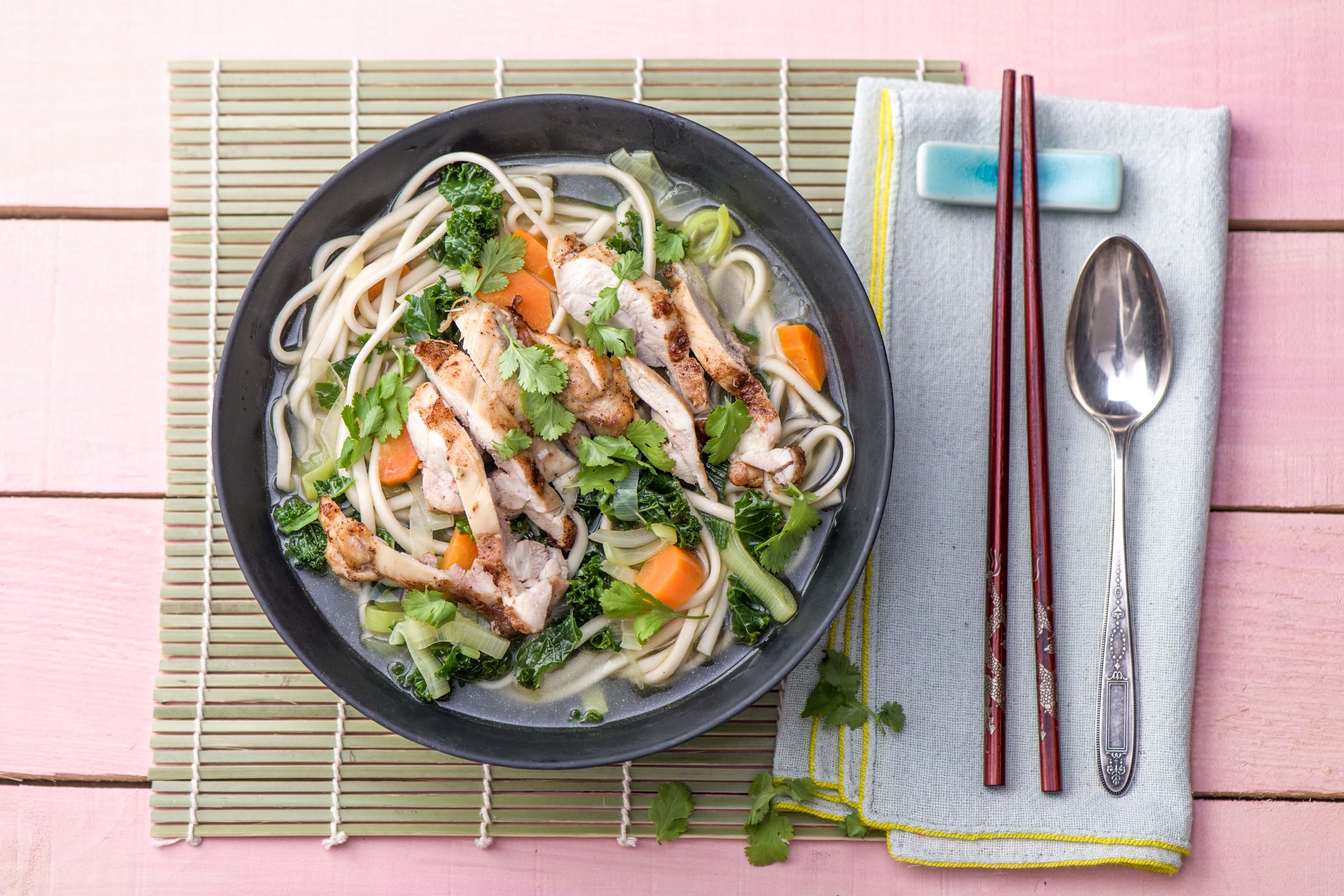 Grilled Chicken Ramen with Udon Noodles