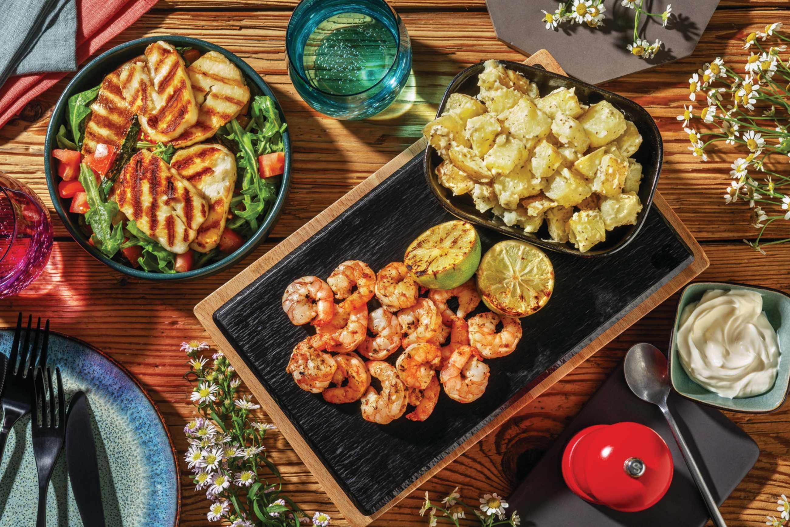 Grilled Prawns & Creamy Potatoes