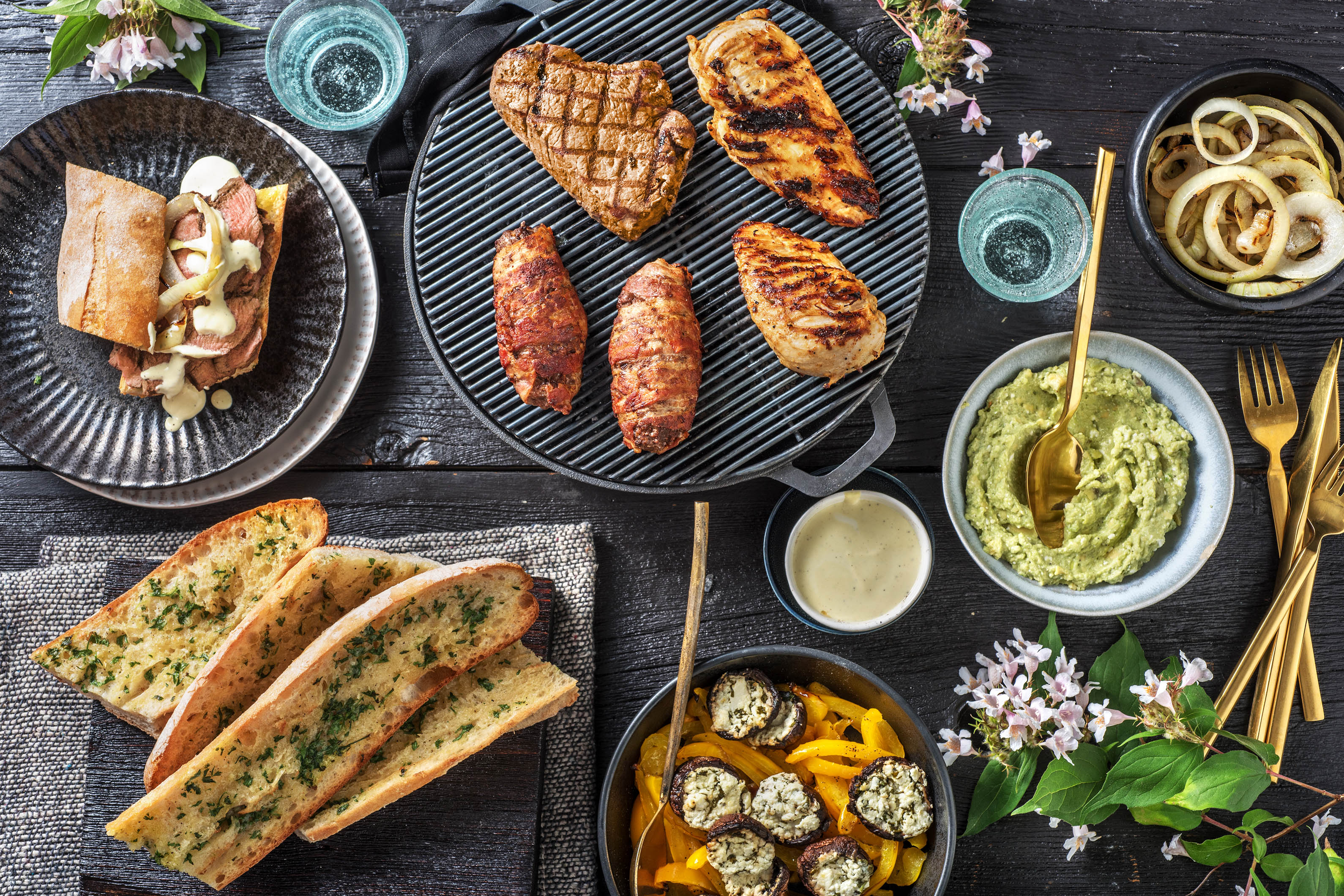 Grillplatte auf Ranch-Art mit Hähnchen