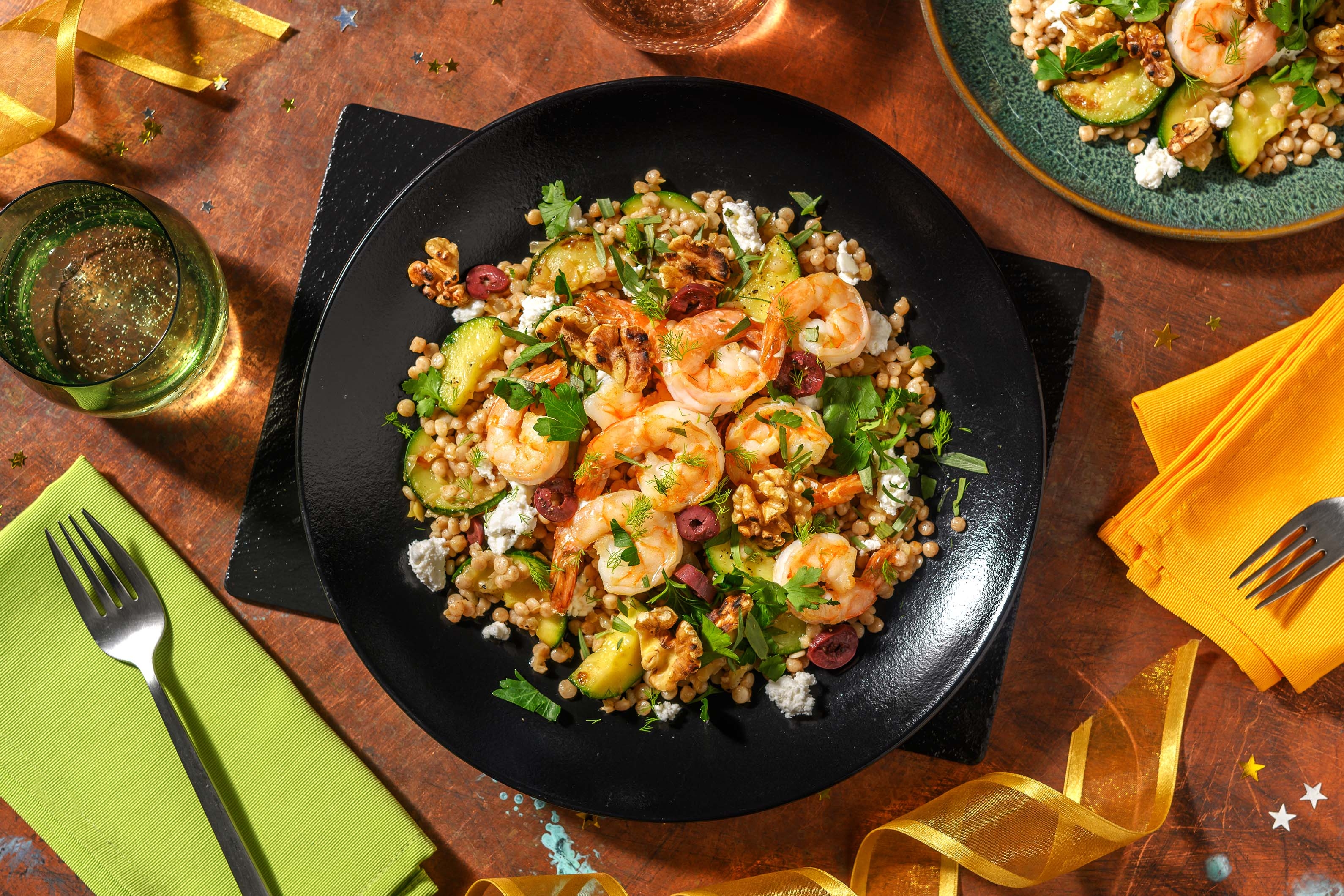 Grosses crevettes marinées à l'ail