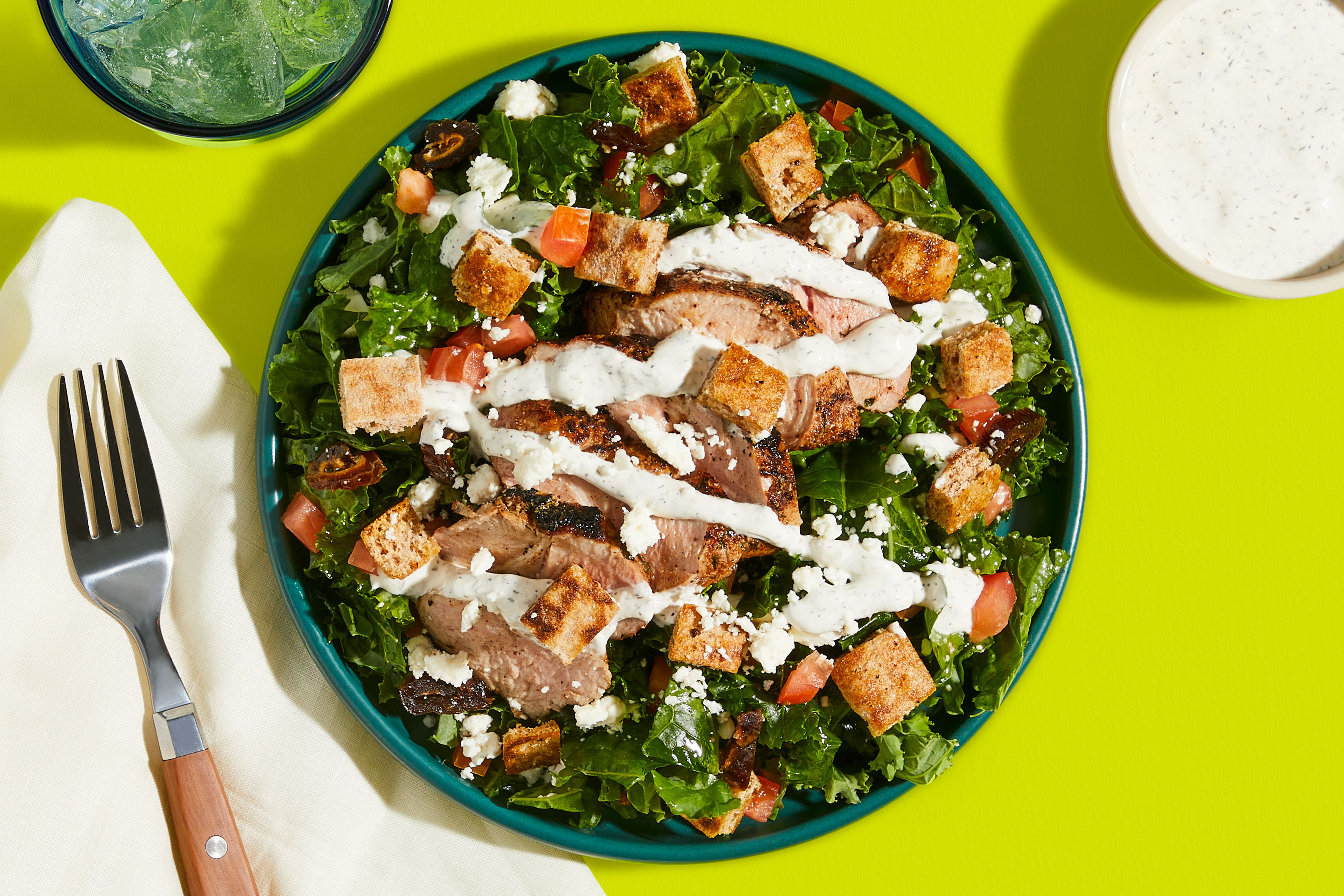 Gyro-Spiced Pork Tenderloin Kale Salad