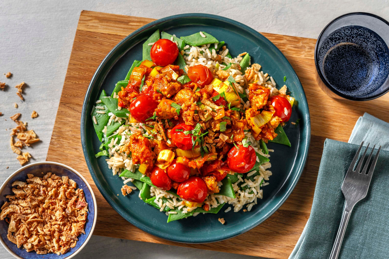 Gehaktpotje met Surinaamse kruiden en bruine rijst