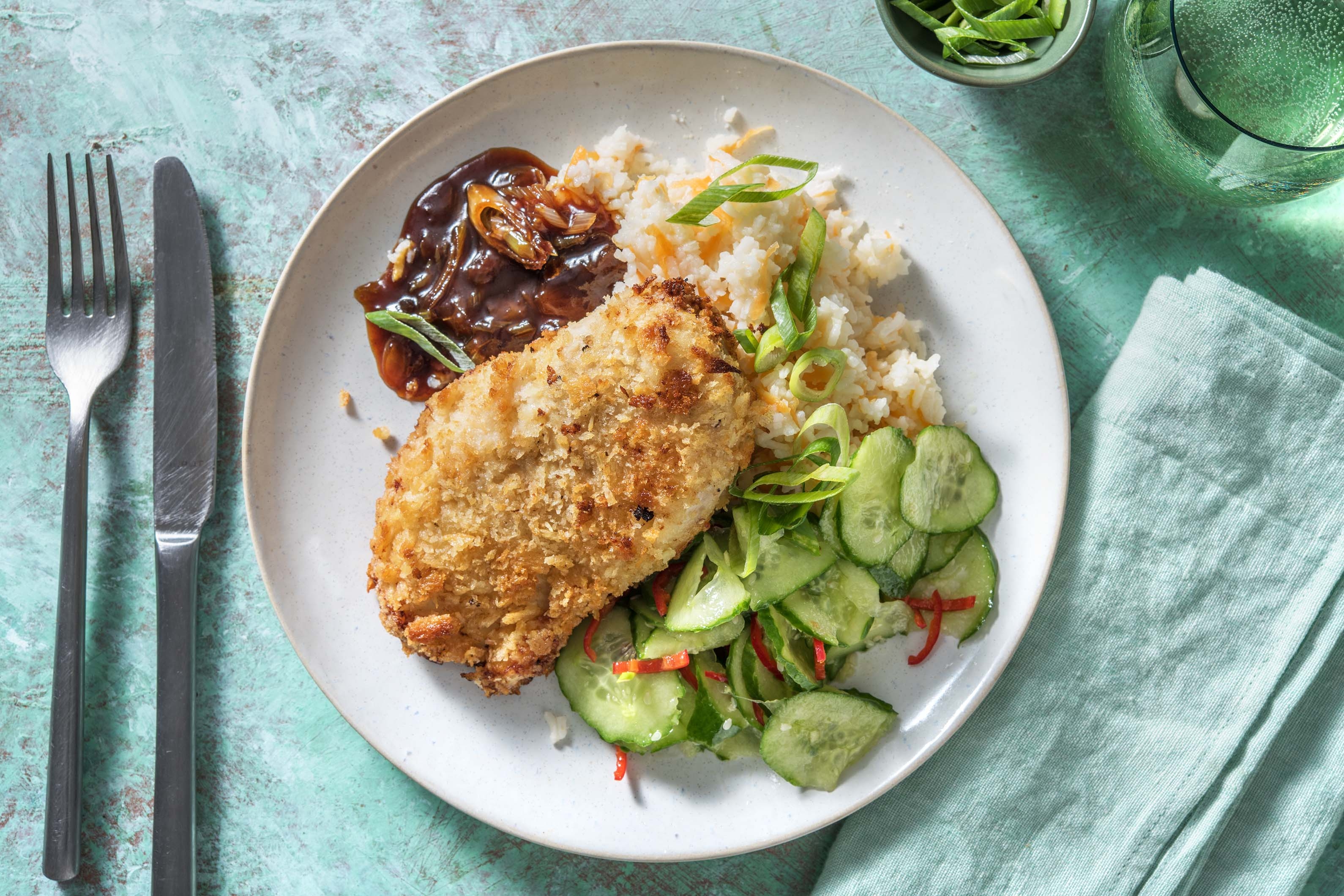Hähnchen „Katsu“ mit Karottenreis