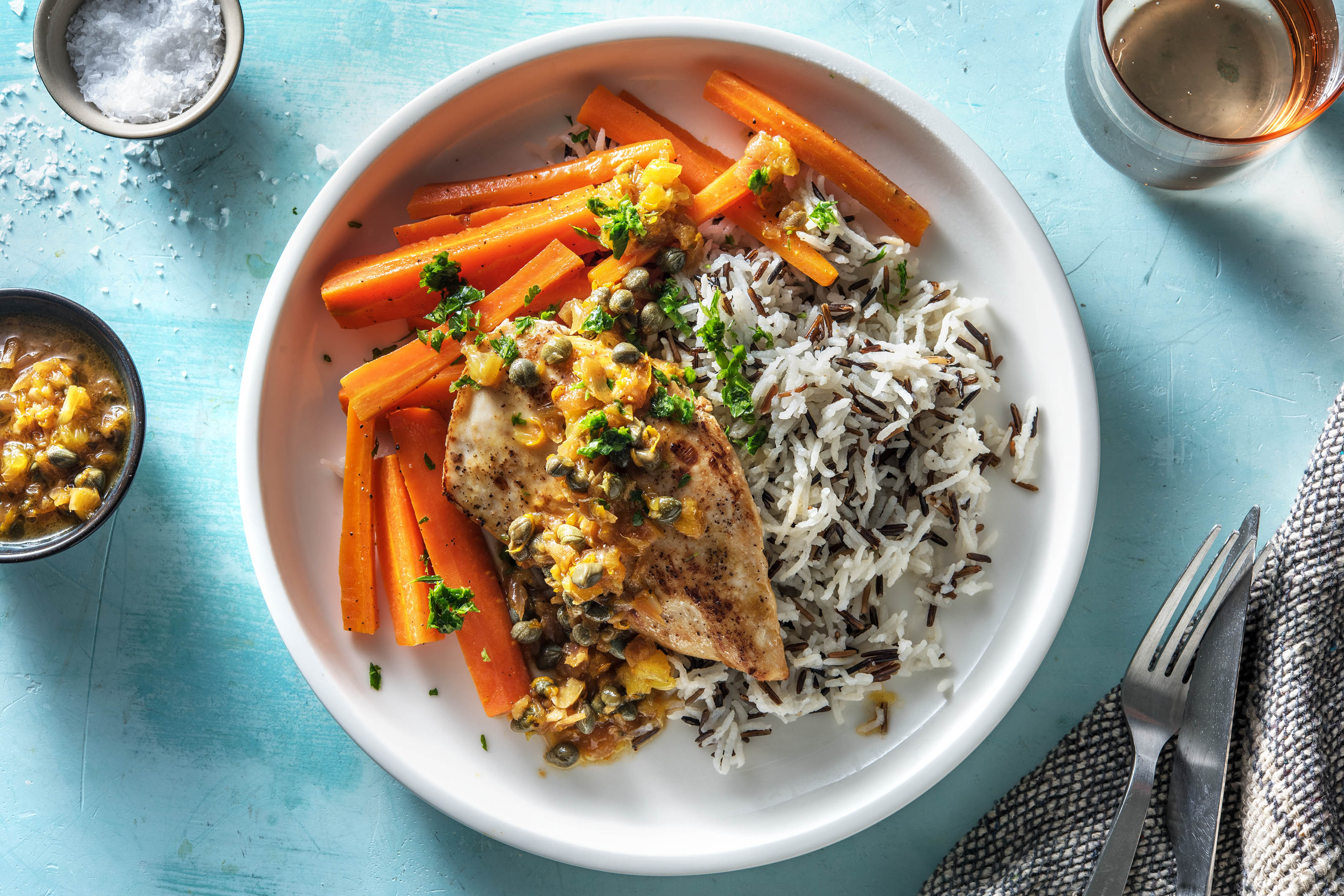 Hähnchen mit Kapern und Orange