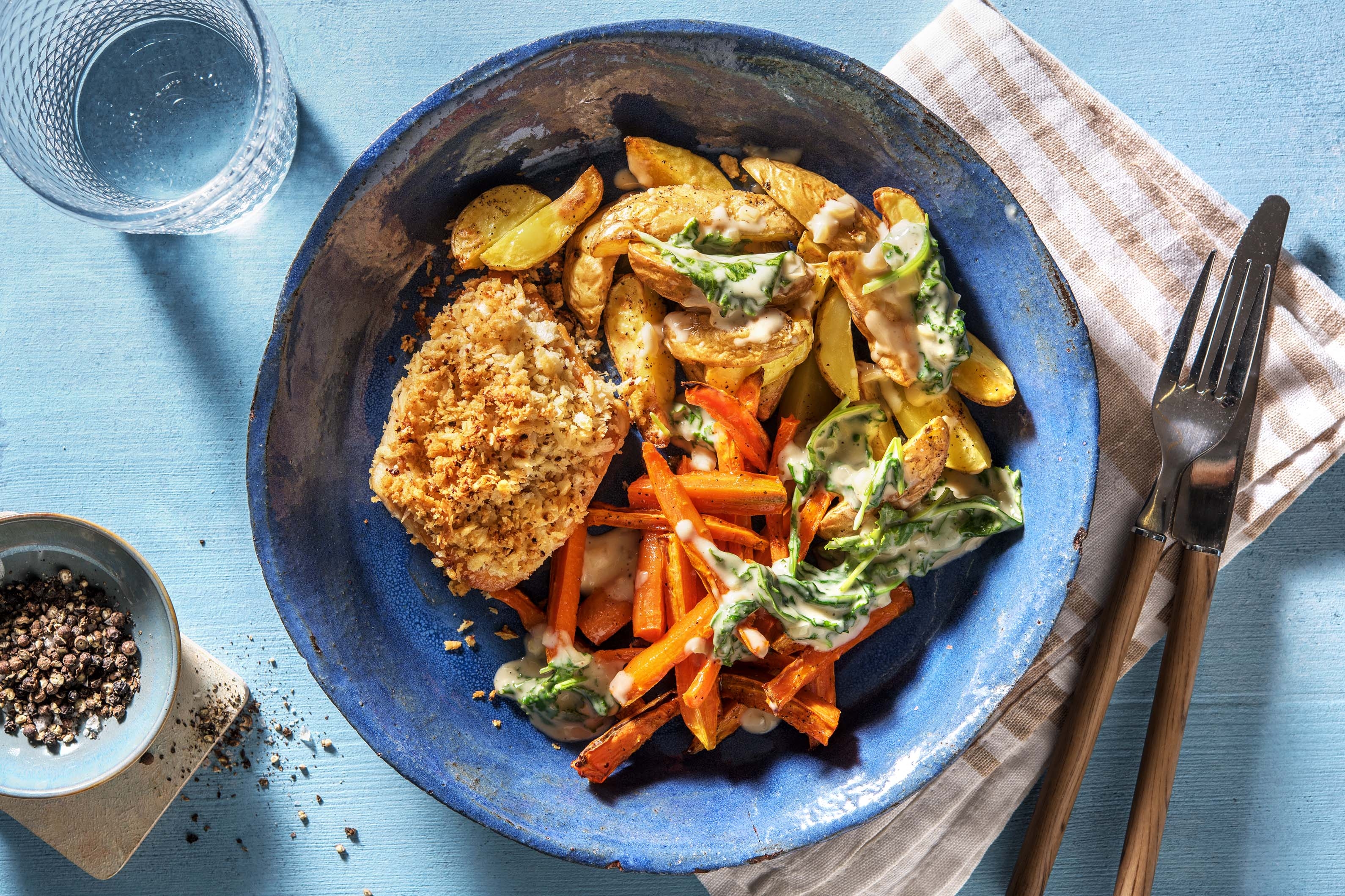 Hähnchen unter einer Senfkruste