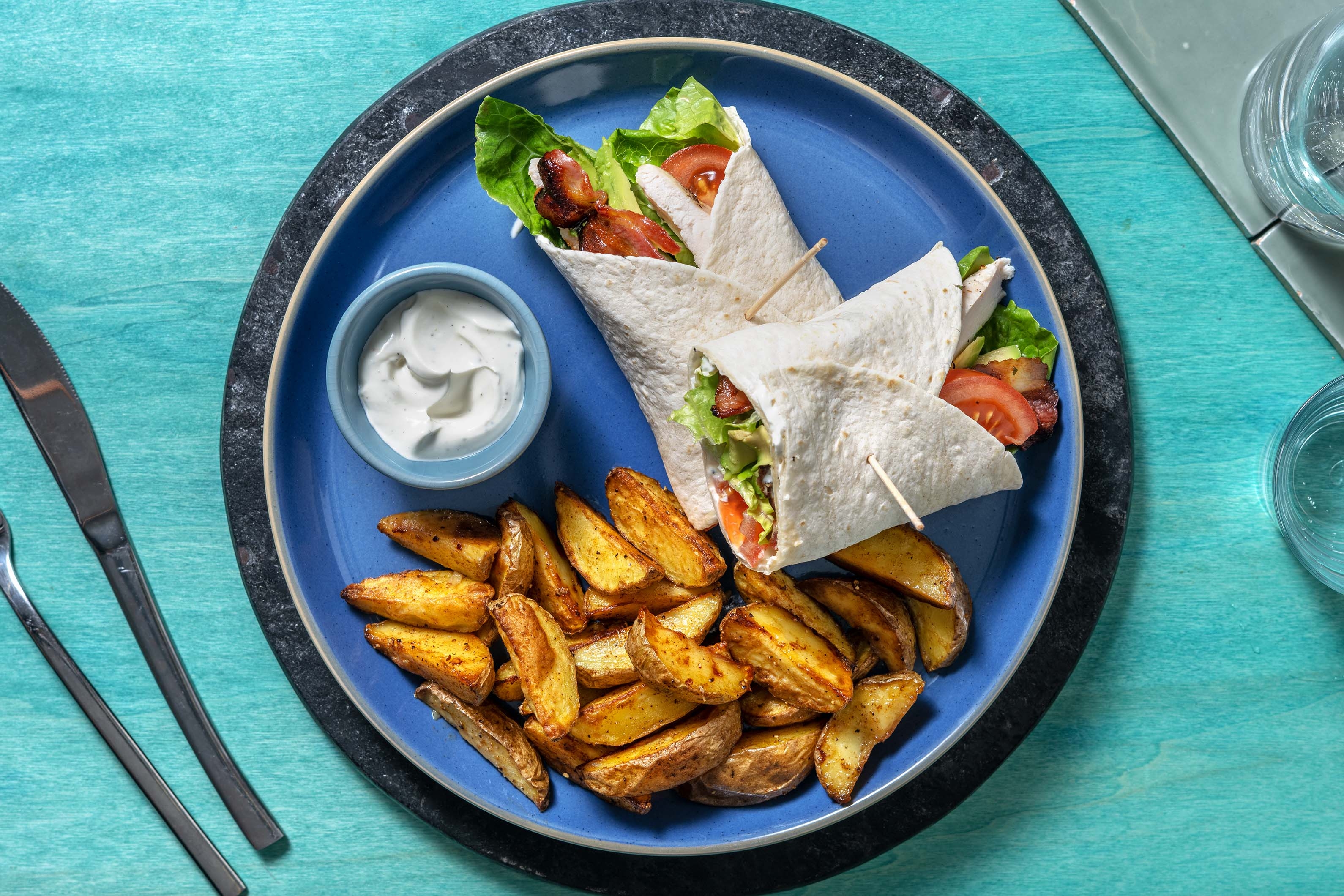 Hähnchen-Wrap mit karamellisiertem Bacon