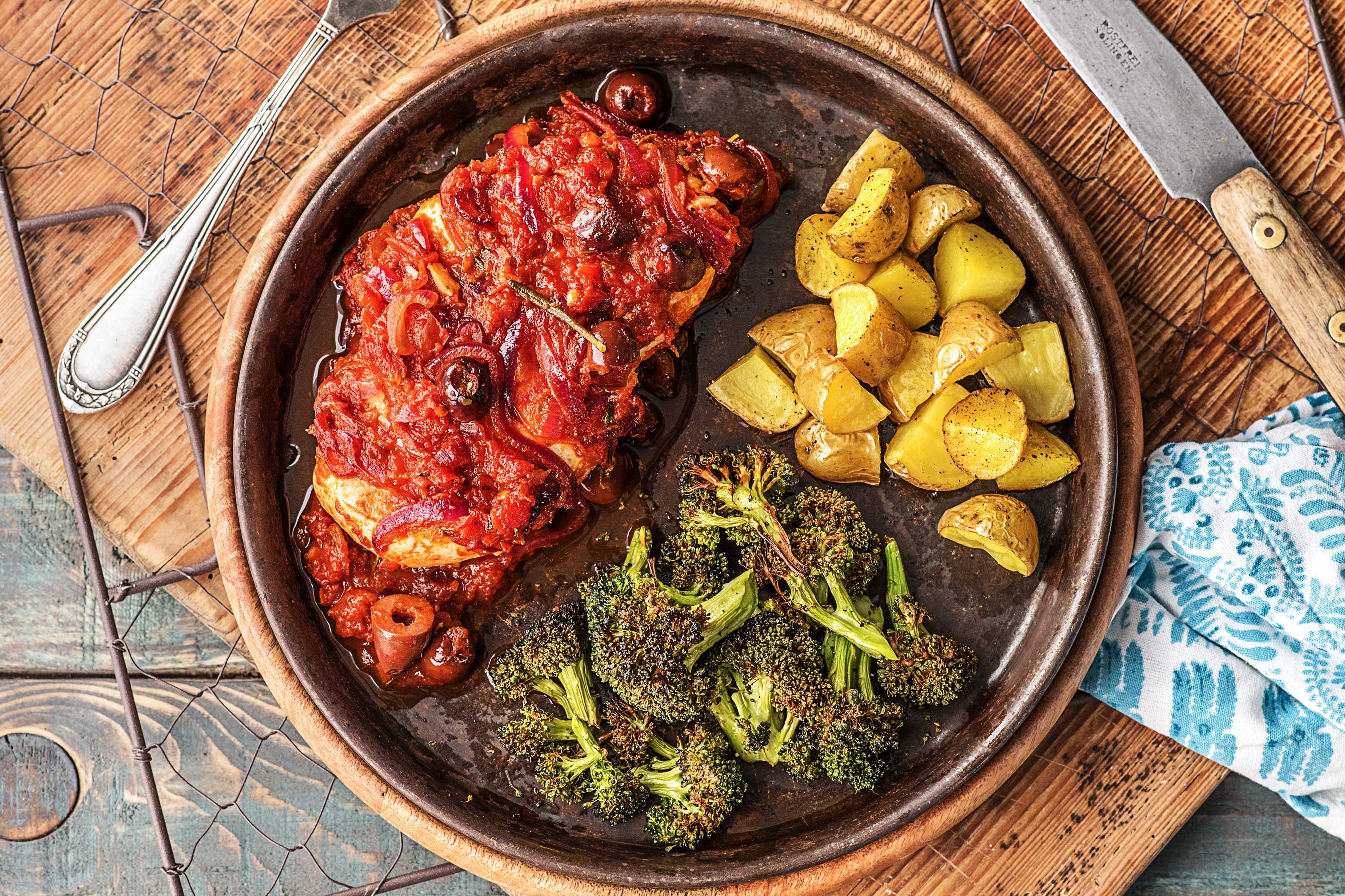 Hähnchenbrust in Oliven-Tomaten-Soße