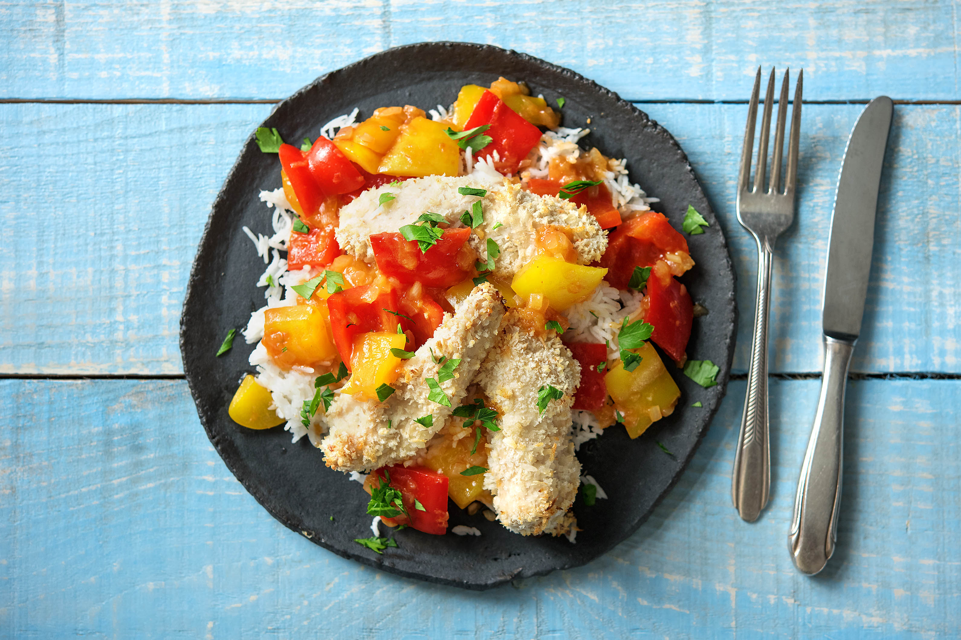 Hähnchenbrustfilet in Panko-Kokos-Panade