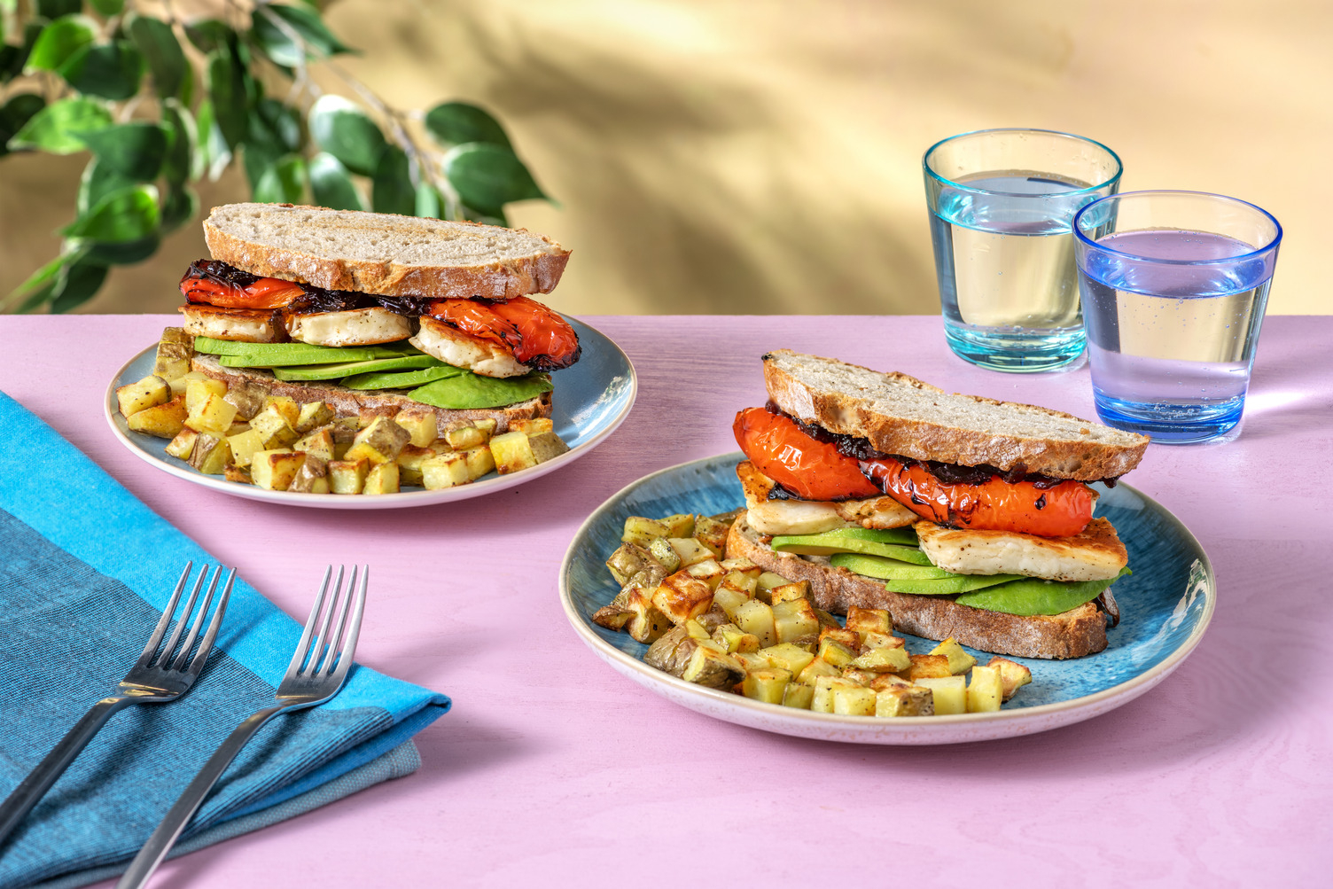 Halloumi, Balsamic Roasted Pepper and Avocado Sandwich