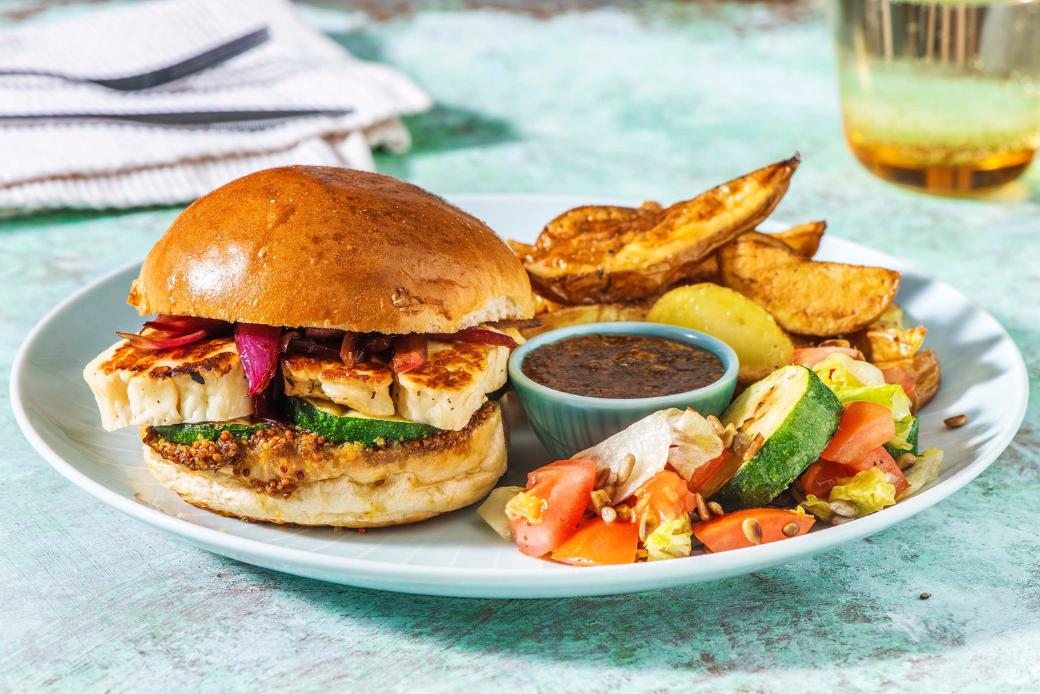 Halloumiburger mit Balsamico-Zwiebeln