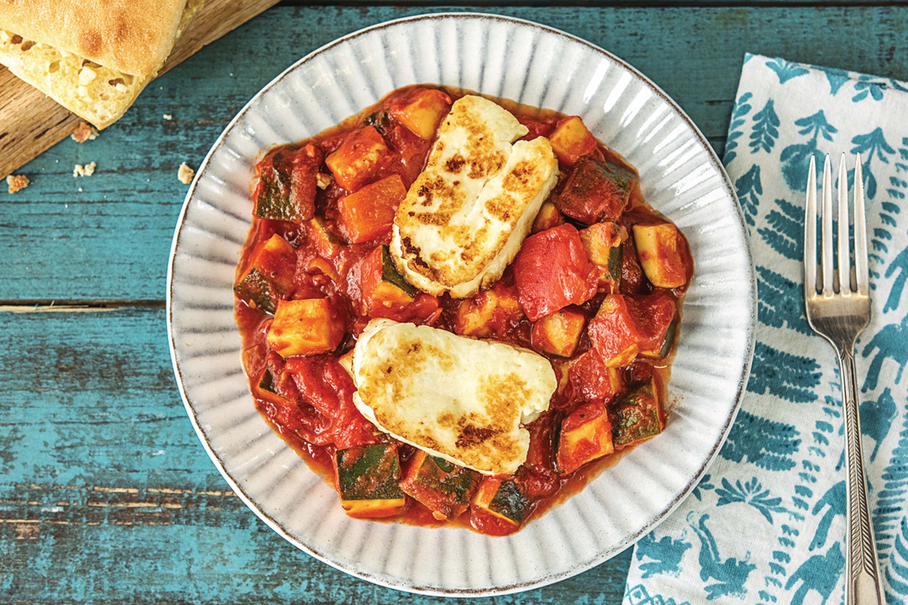 Pan-Fried Haloumi & Basil Ratatouille