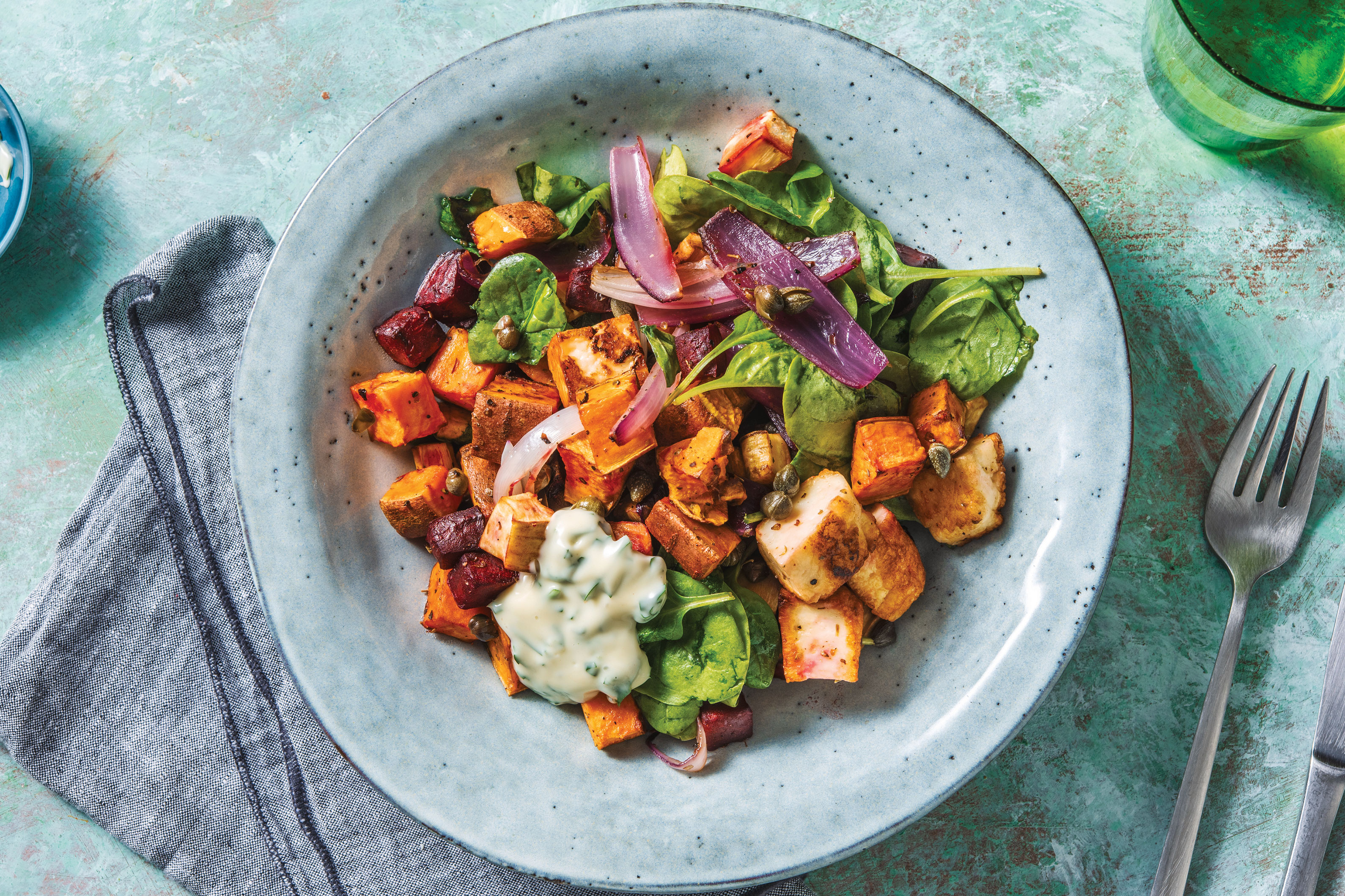 Haloumi & Roast Veggie Traybake