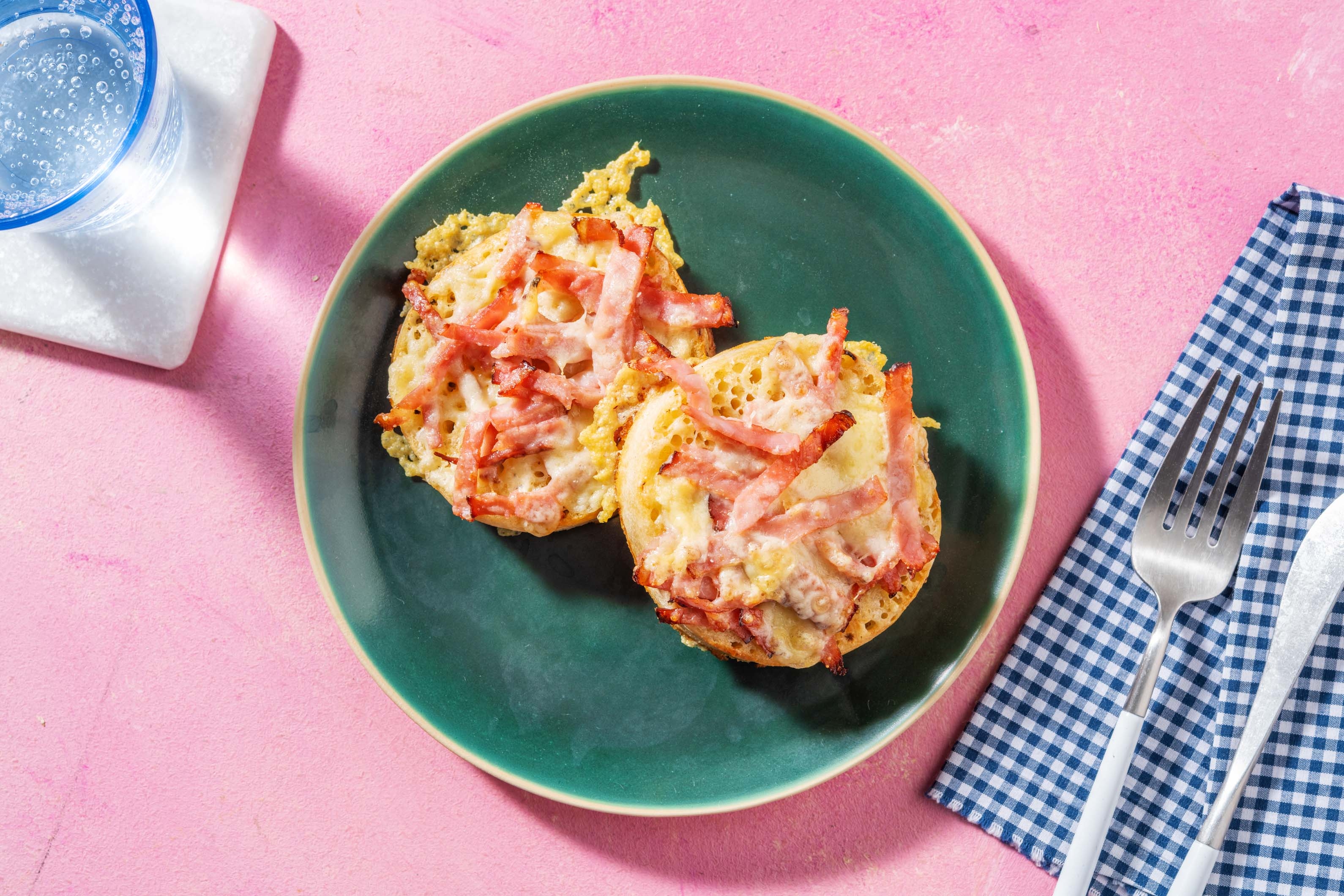 Ham and Cheese Crumpets